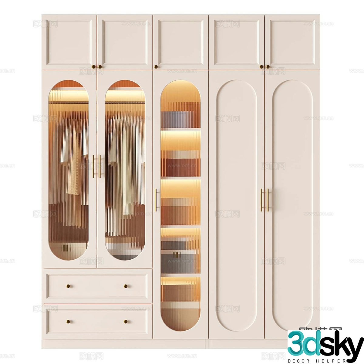 Modern creamy door wardrobe 3d model