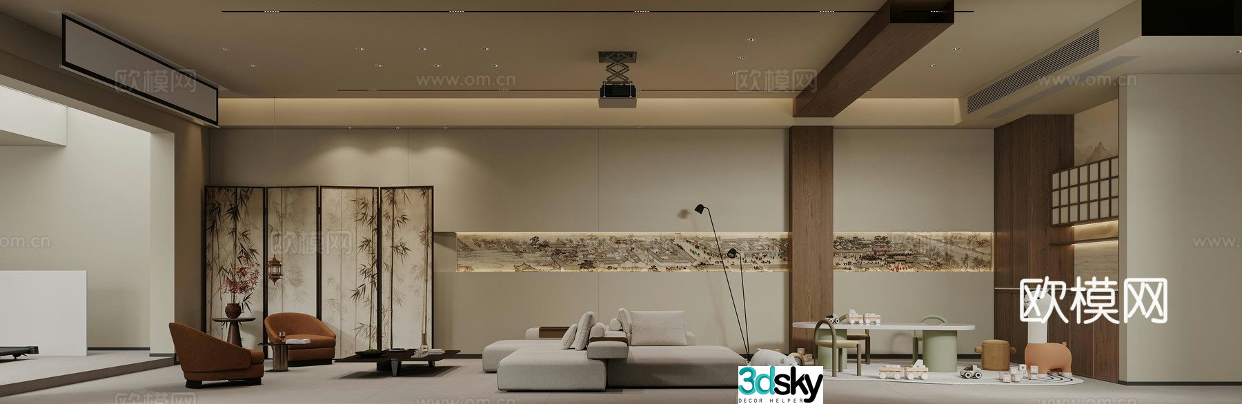 Song style Zen new Chinese style leisure area entertainment area 3d model
