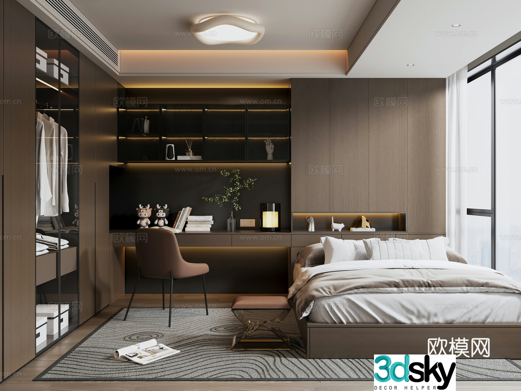 Modern Italian tatami bedroom 3d model