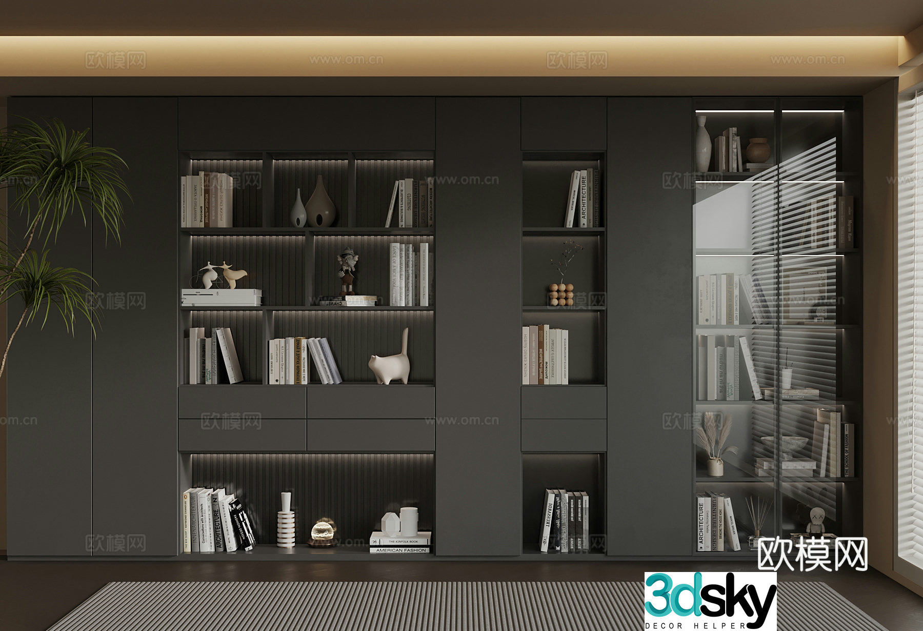 Modern bookshelf Jewelry ornaments Book 3D Model