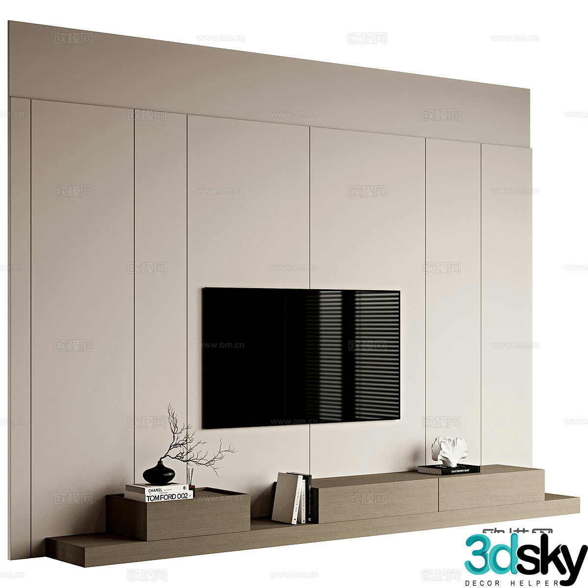 3d model of TV background wall
