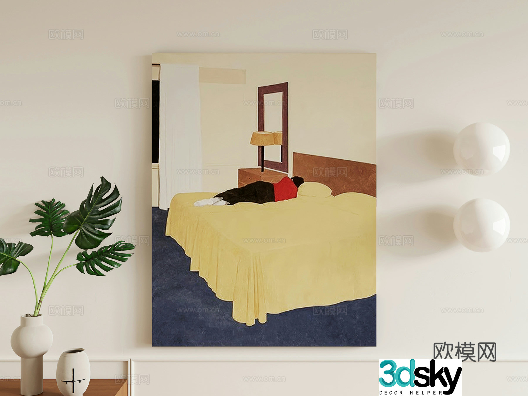Modern Bauhaus decorative painting 3d model