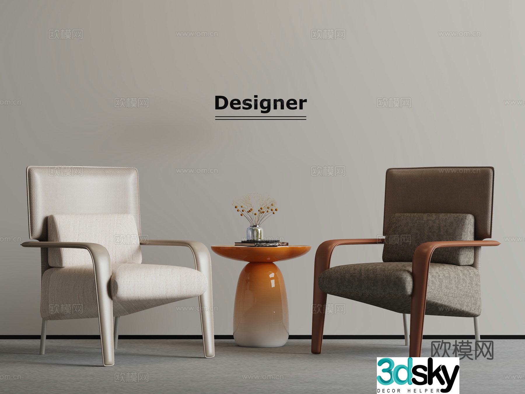 Modern light luxury leisure chair 3d model