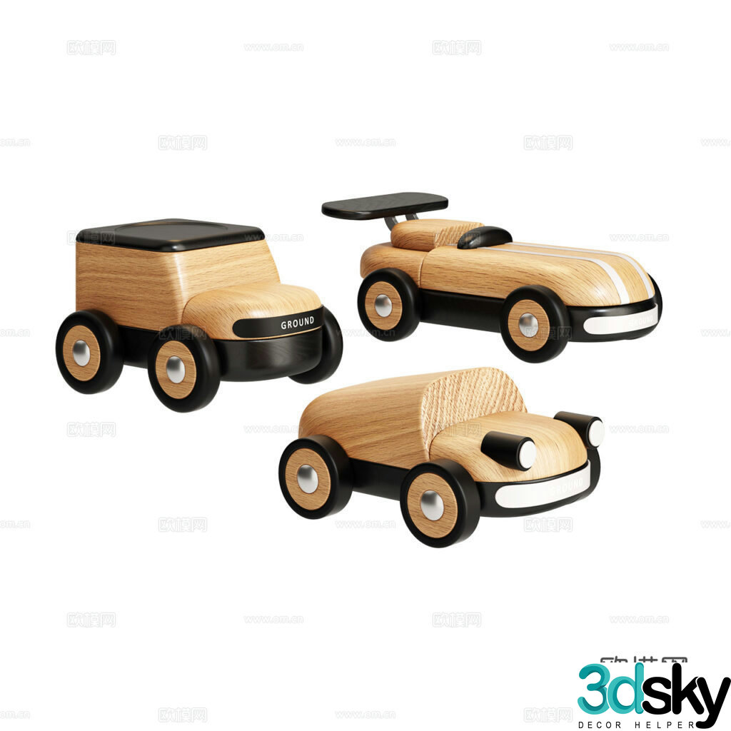 Toys Wooden Toys Toy Car 3D Model
