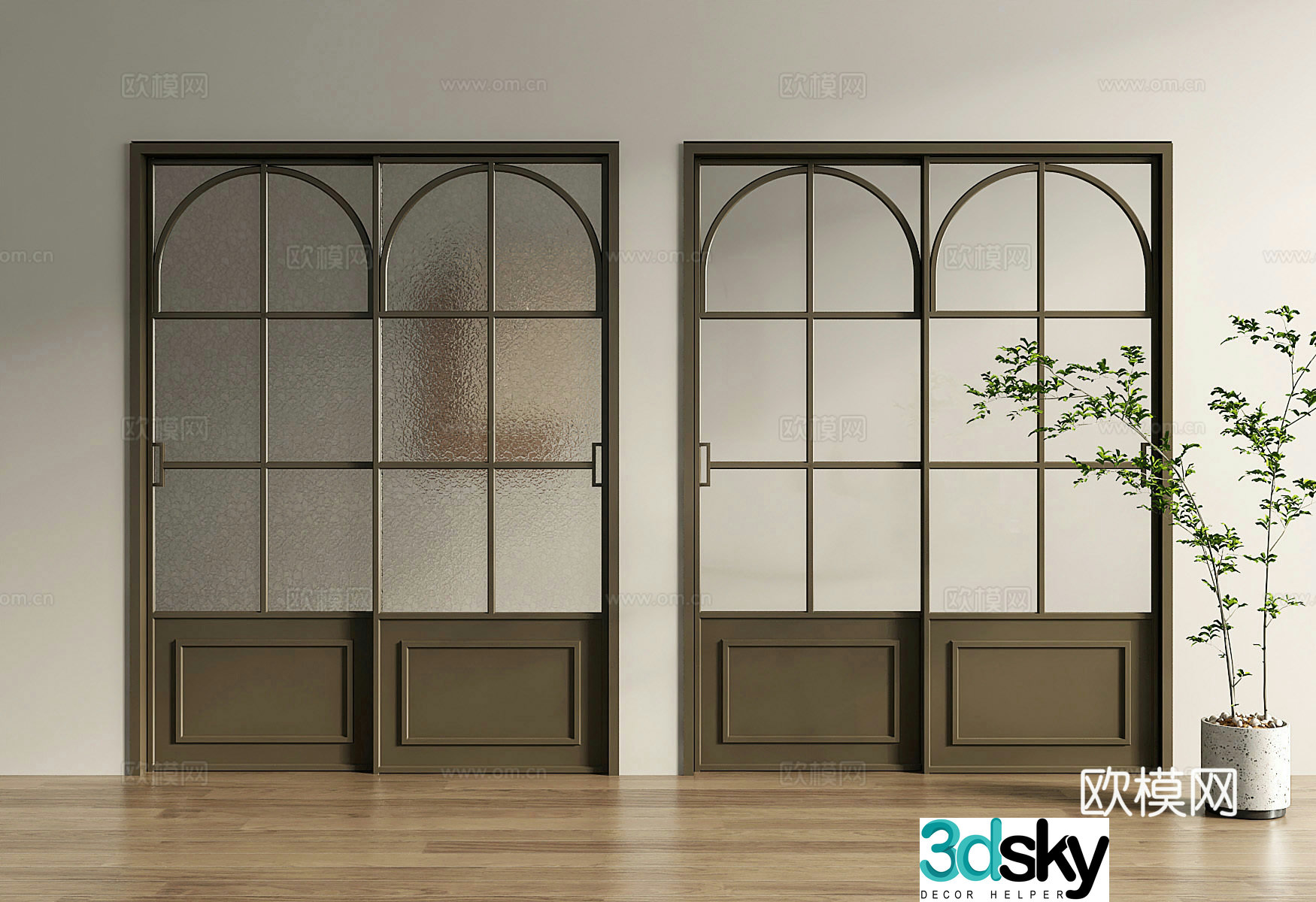 American sliding door French sliding door 3D model