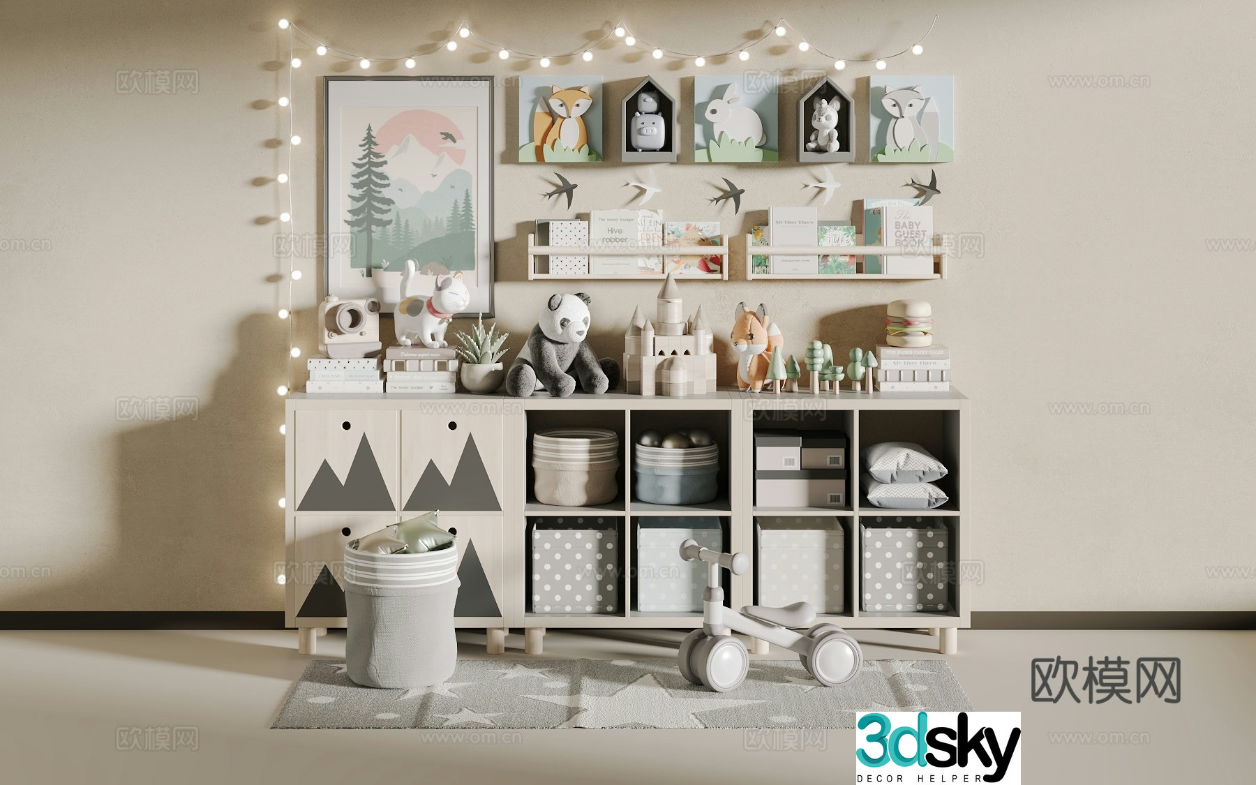 Children’s bookshelf toys 3d model