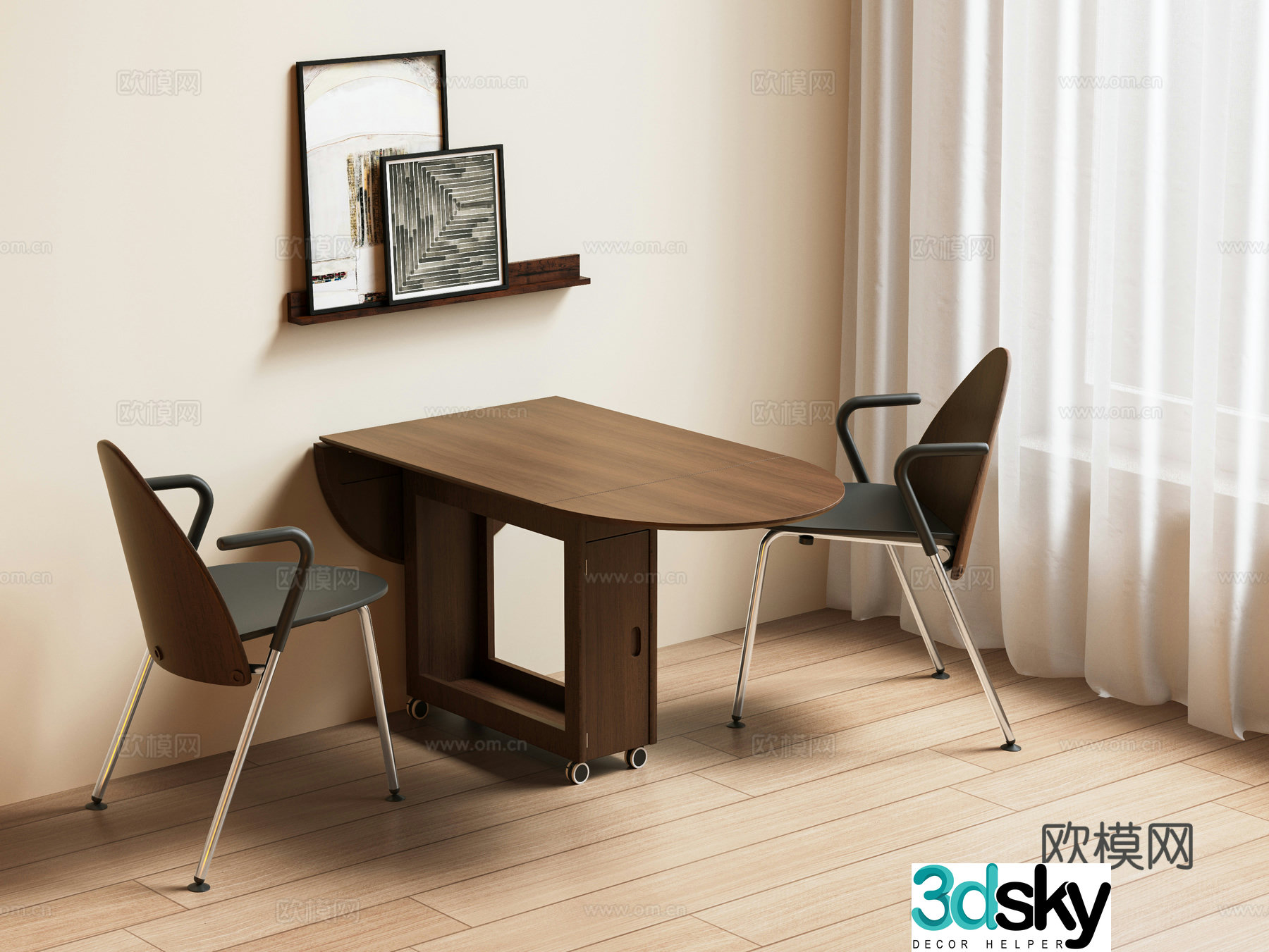 Modern medieval folding table and chairs Folding dining table and chairs Casual folding table and chairs Coffee table and chairs Casual folding 3D model