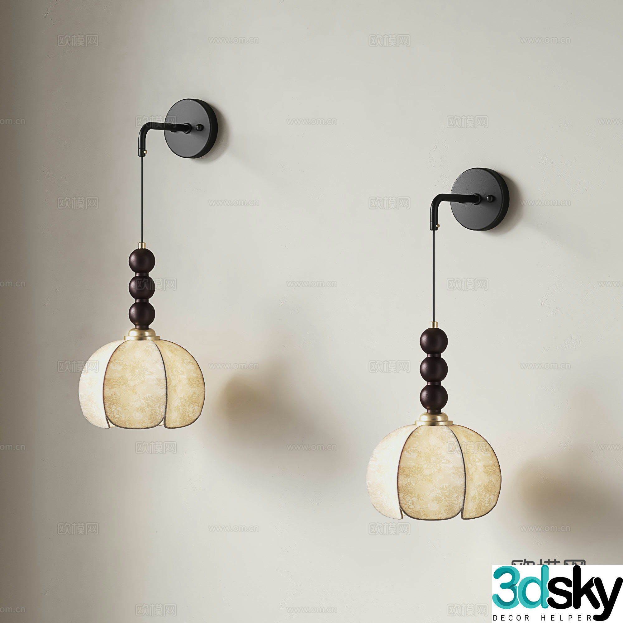 Middle-aged style wall lamp retro style wall lamp French bedside wall lamp B&B aisle staircase wall lamp 3D model