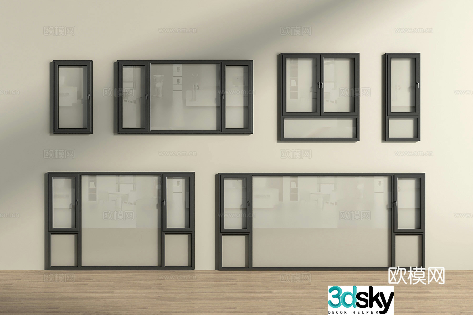 Modern window casement window floor-to-ceiling window 3d model