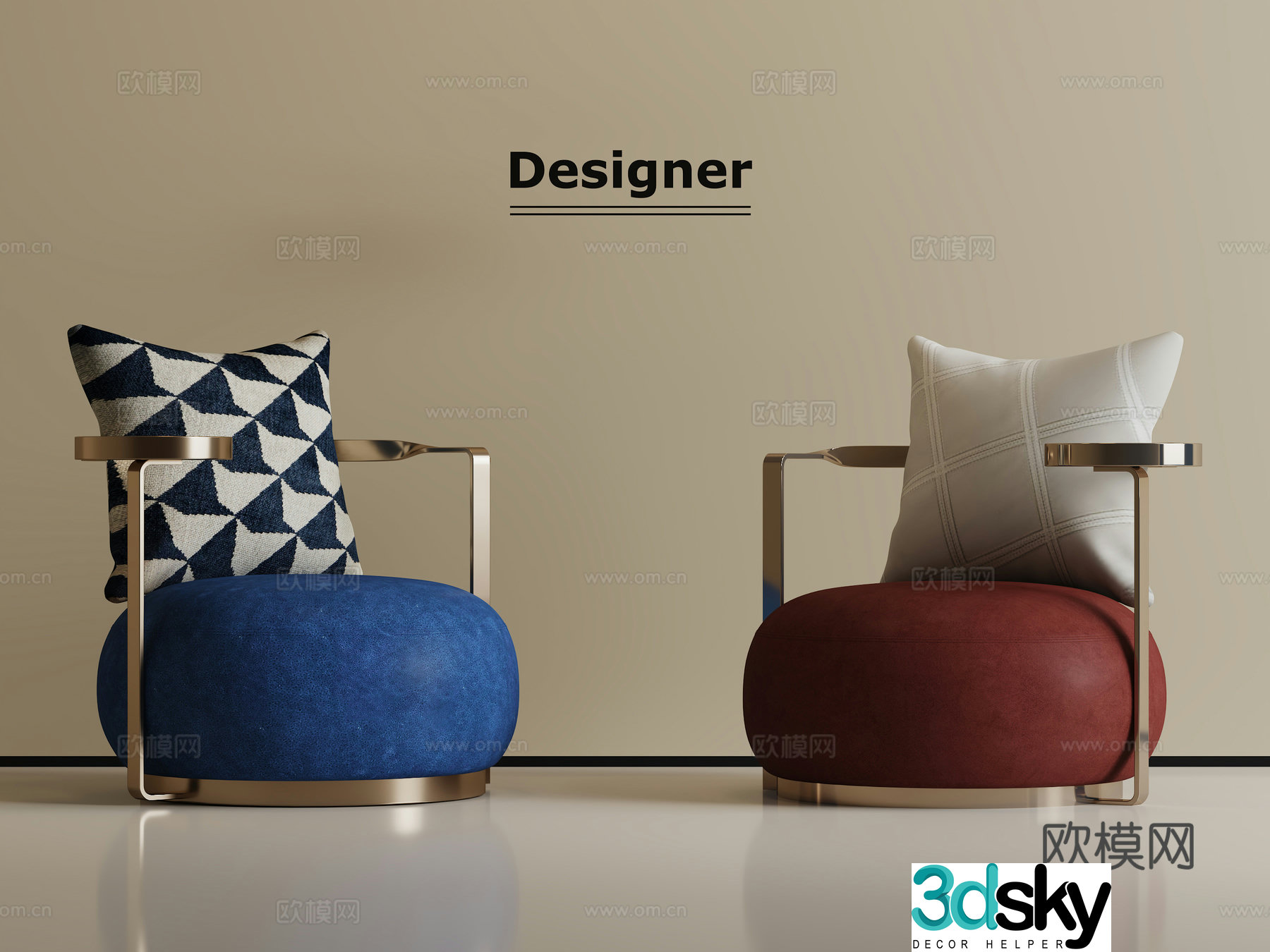 Modern light luxury leisure chair 3d model
