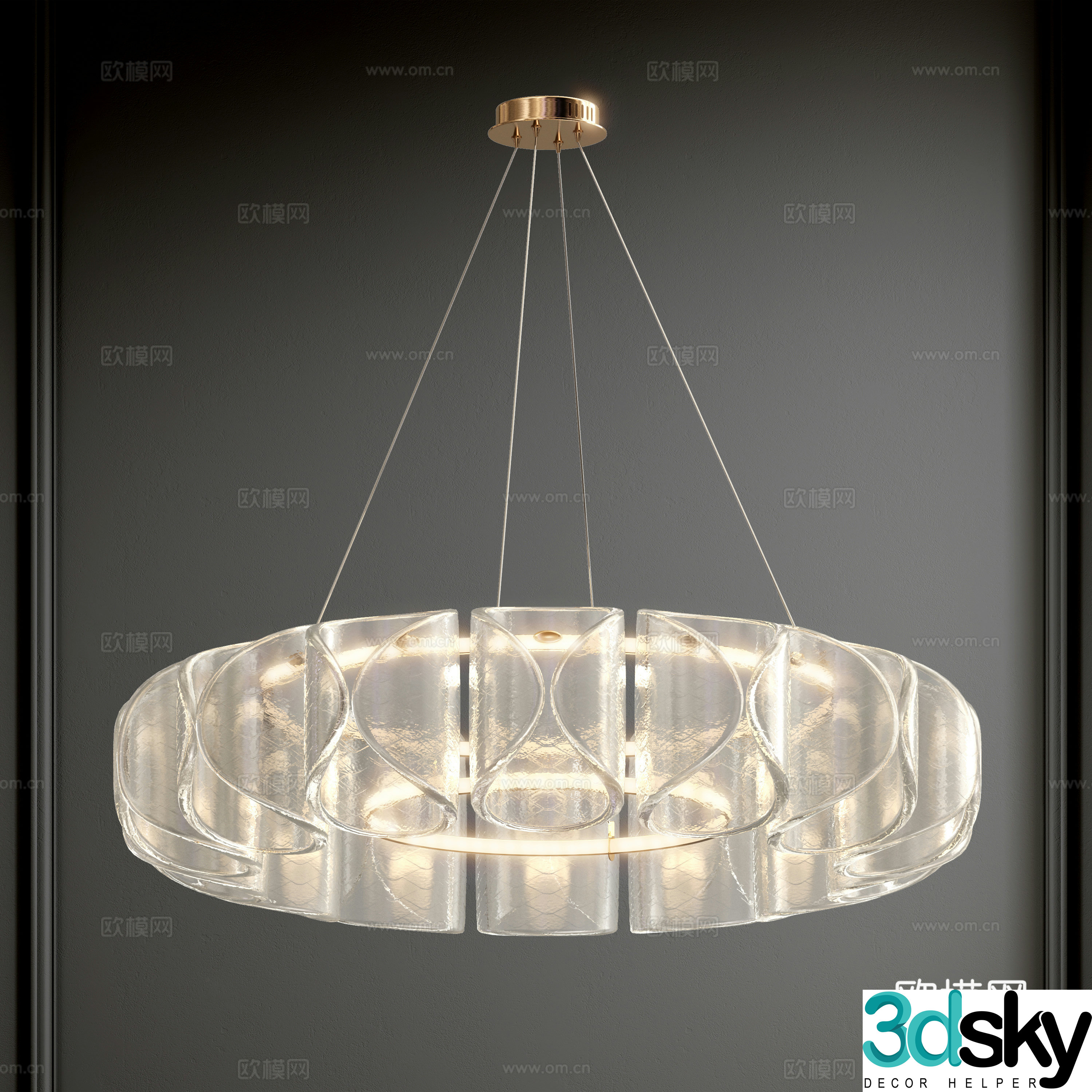 French glass chandelier glass chandelier decorative chandelier living room chandelier bedroom chandelier 3d model