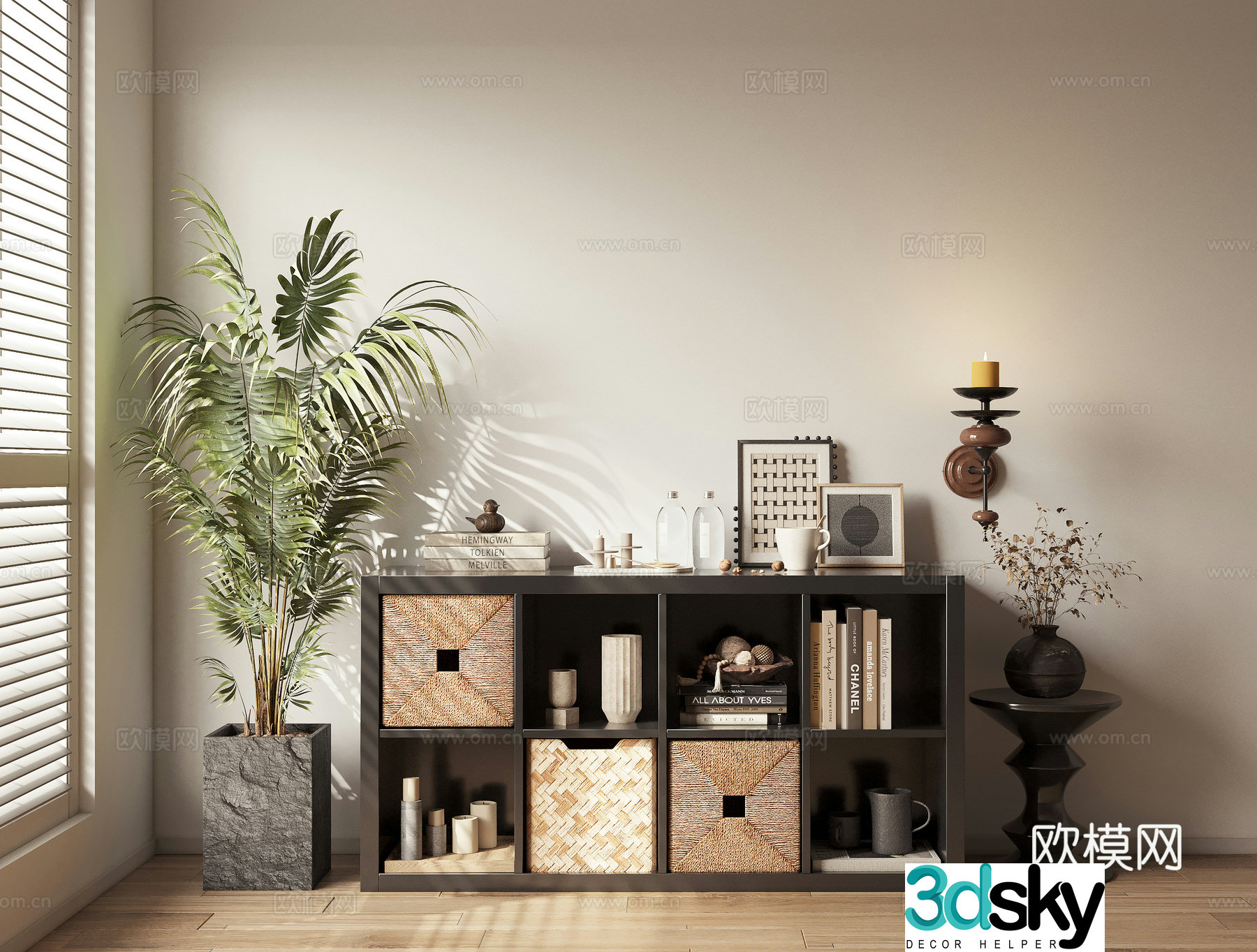 Layer shelf bookcase bookcase bookcase low cabinet chest cabinet decoration cabinet book ornament desktop ornament wall light 3d model