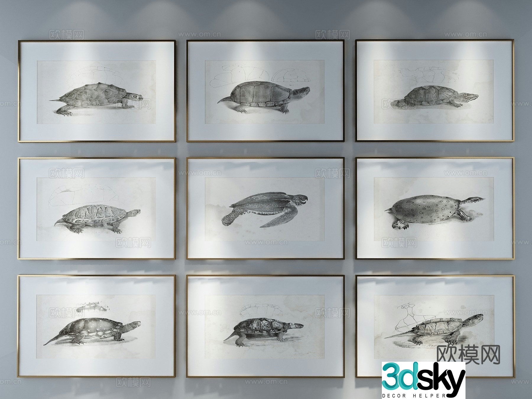 Modern minimalist decorative painting 3d model