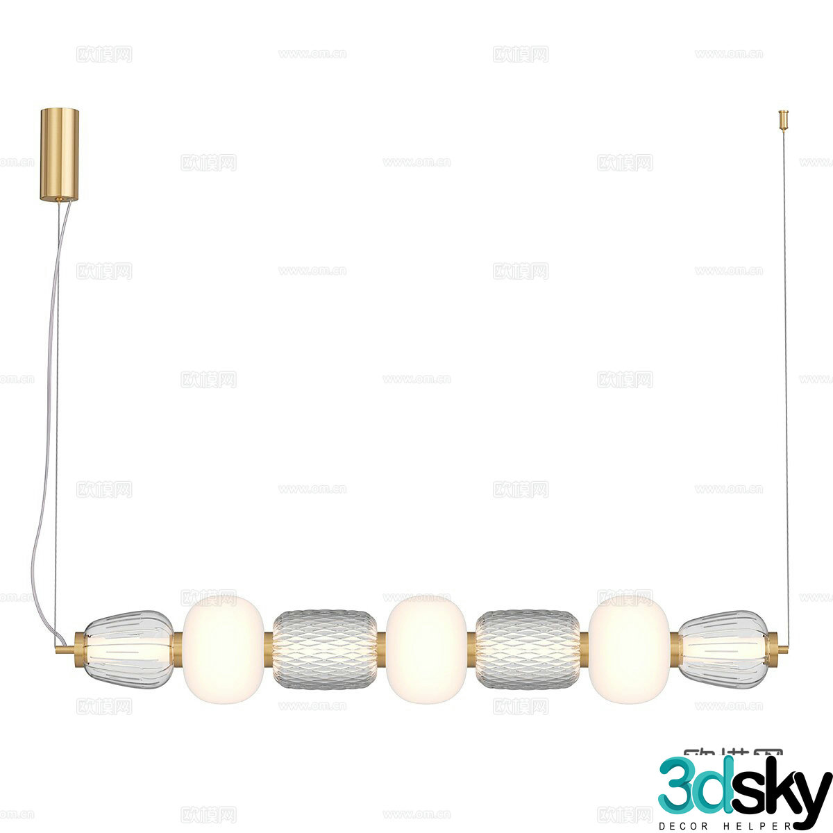 Long chandeliers Restaurant chandeliers Glass chandeliers Linear chandeliers Glass chandeliers 3D model