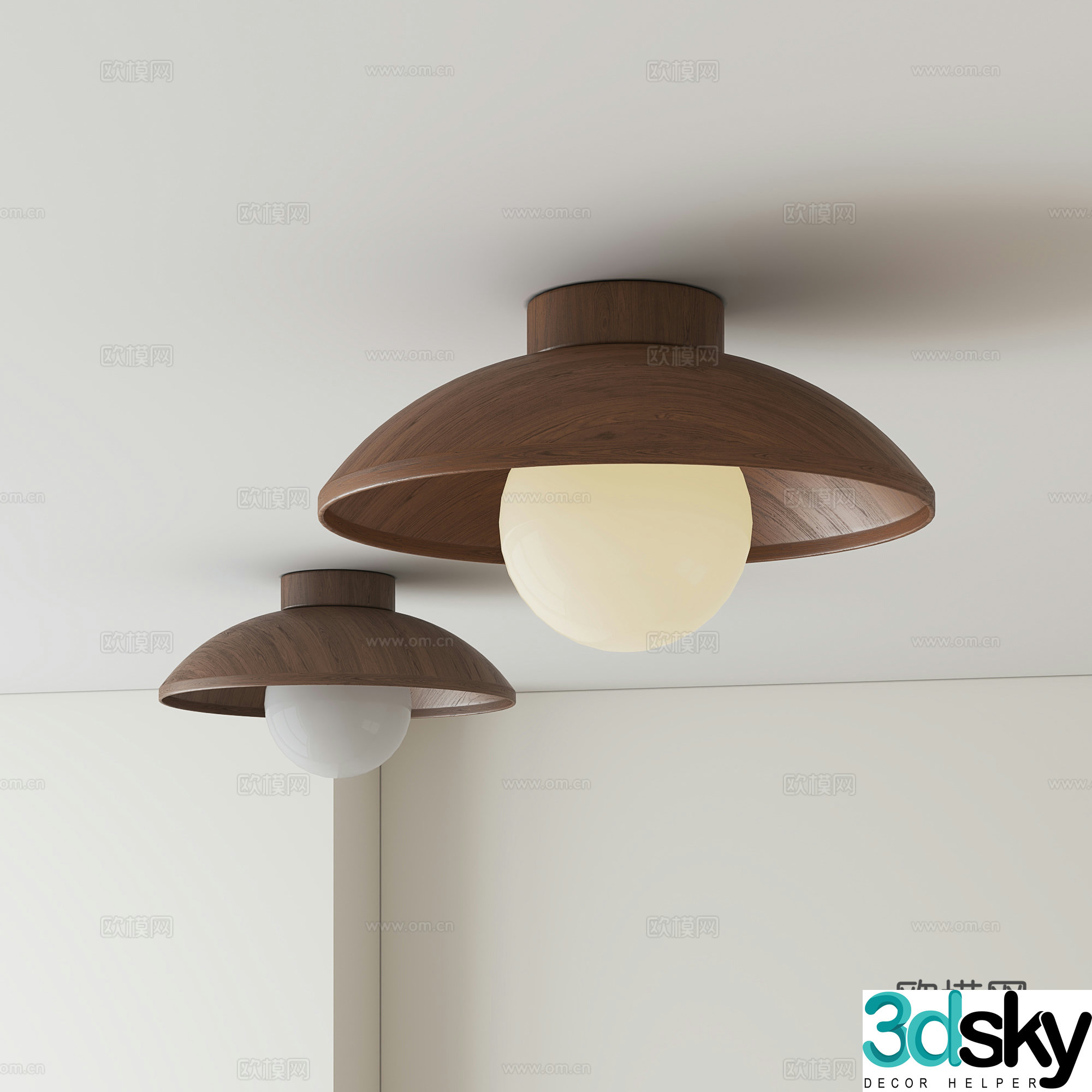 3D model of medieval solid wood ceiling lamp