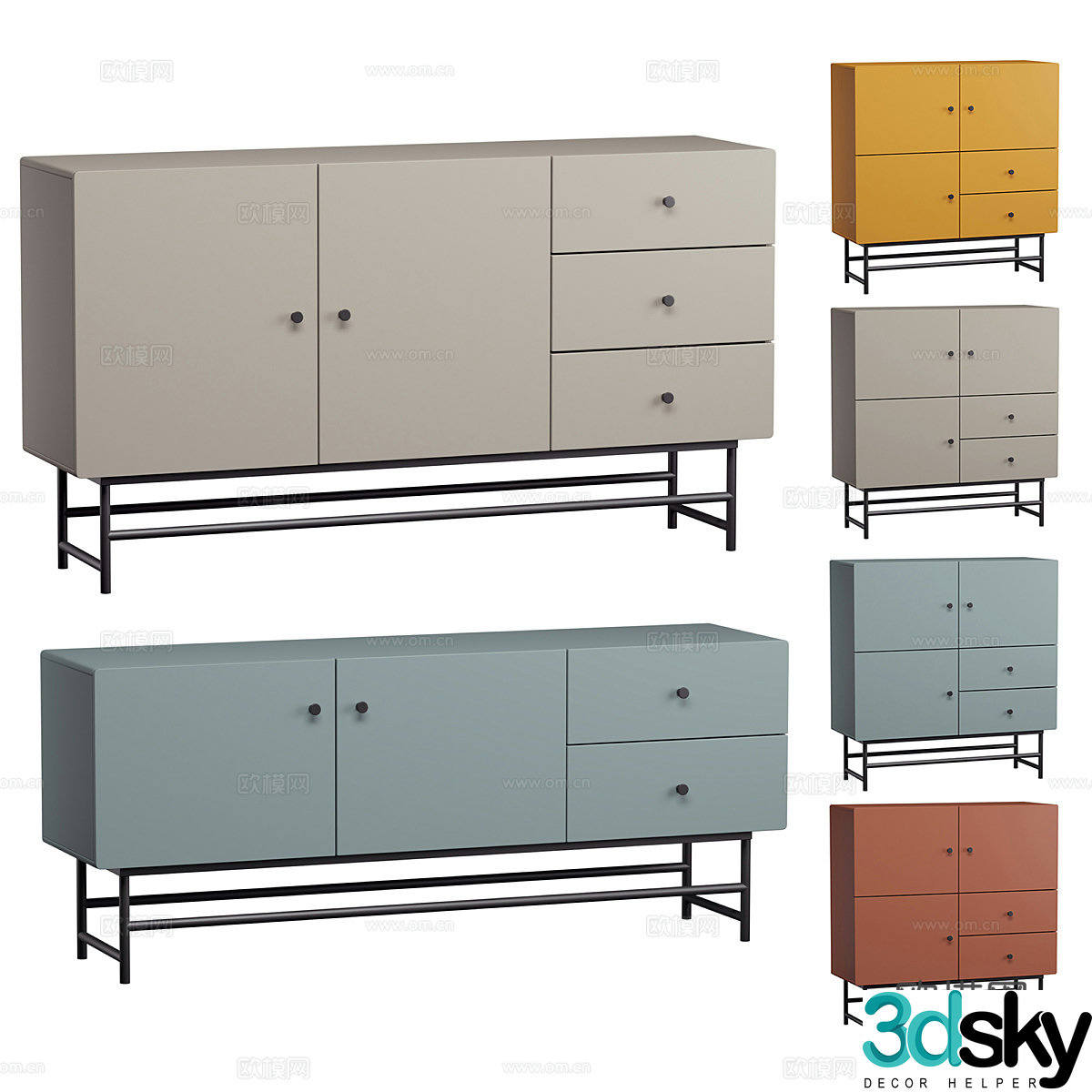 Modern minimalist chest of drawers side cabinets low cabinet TV cabinet 3d model