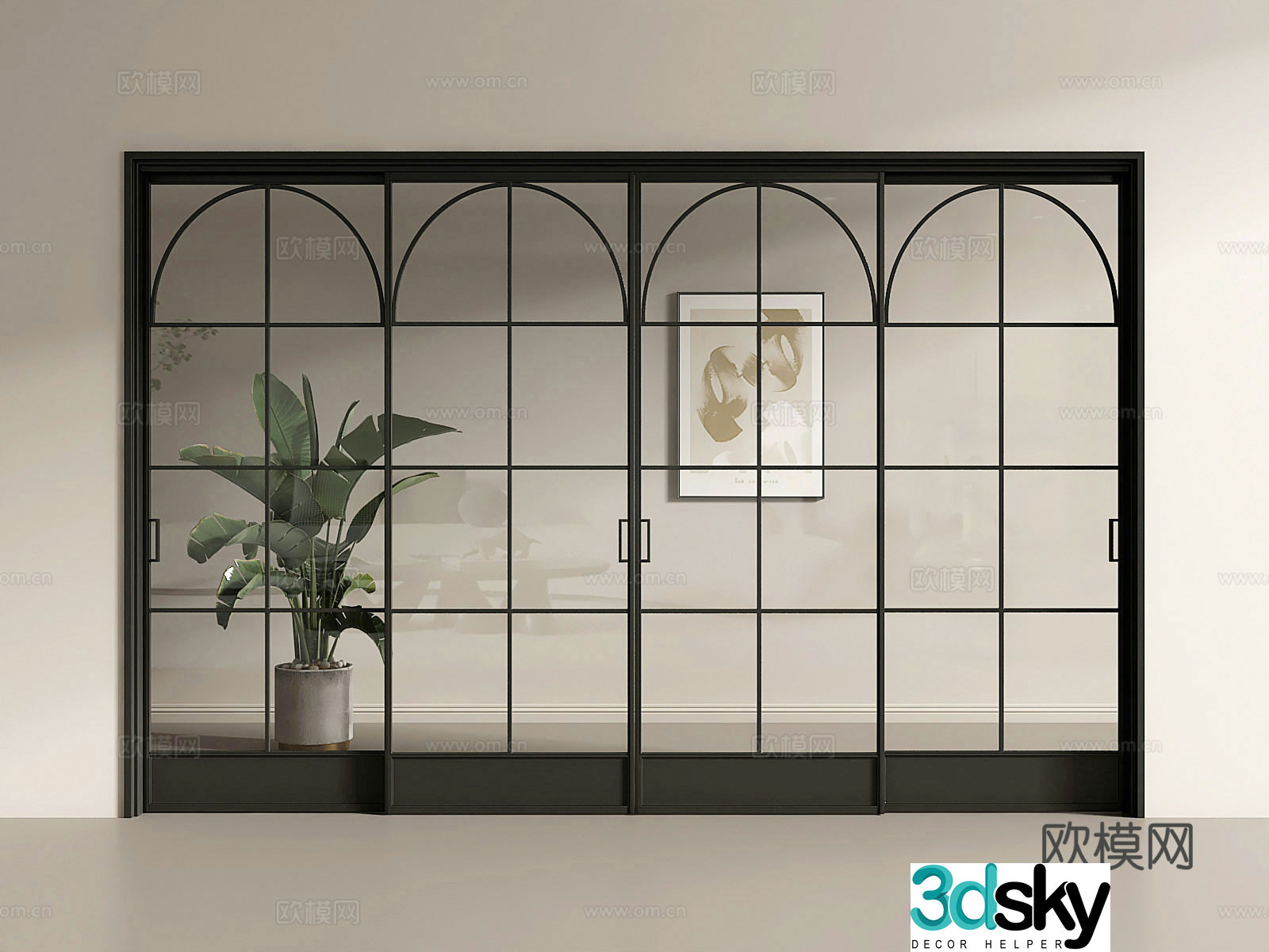 American sliding door French sliding door 3D model