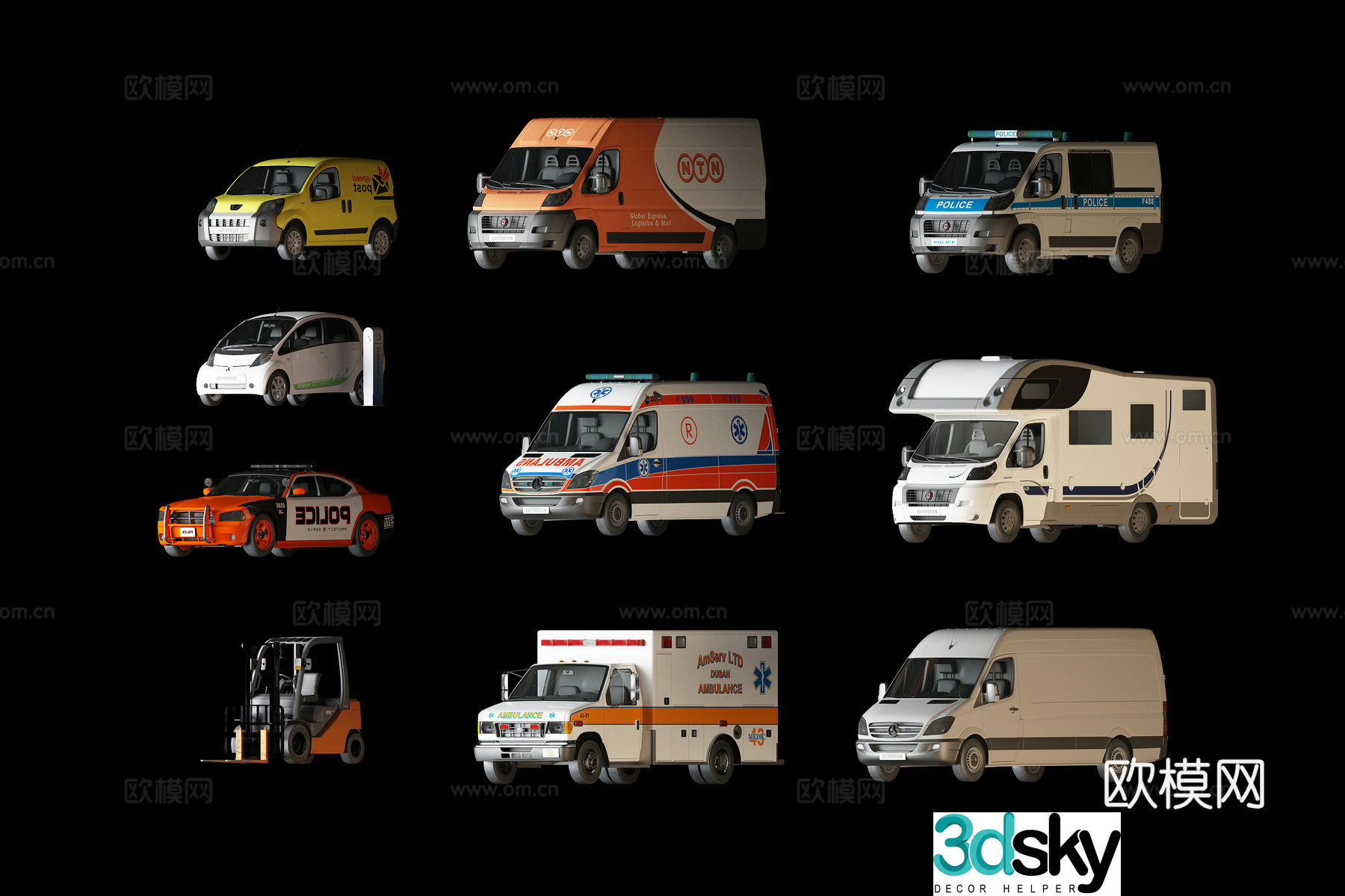 Forklift modern transport vehicle 3d model