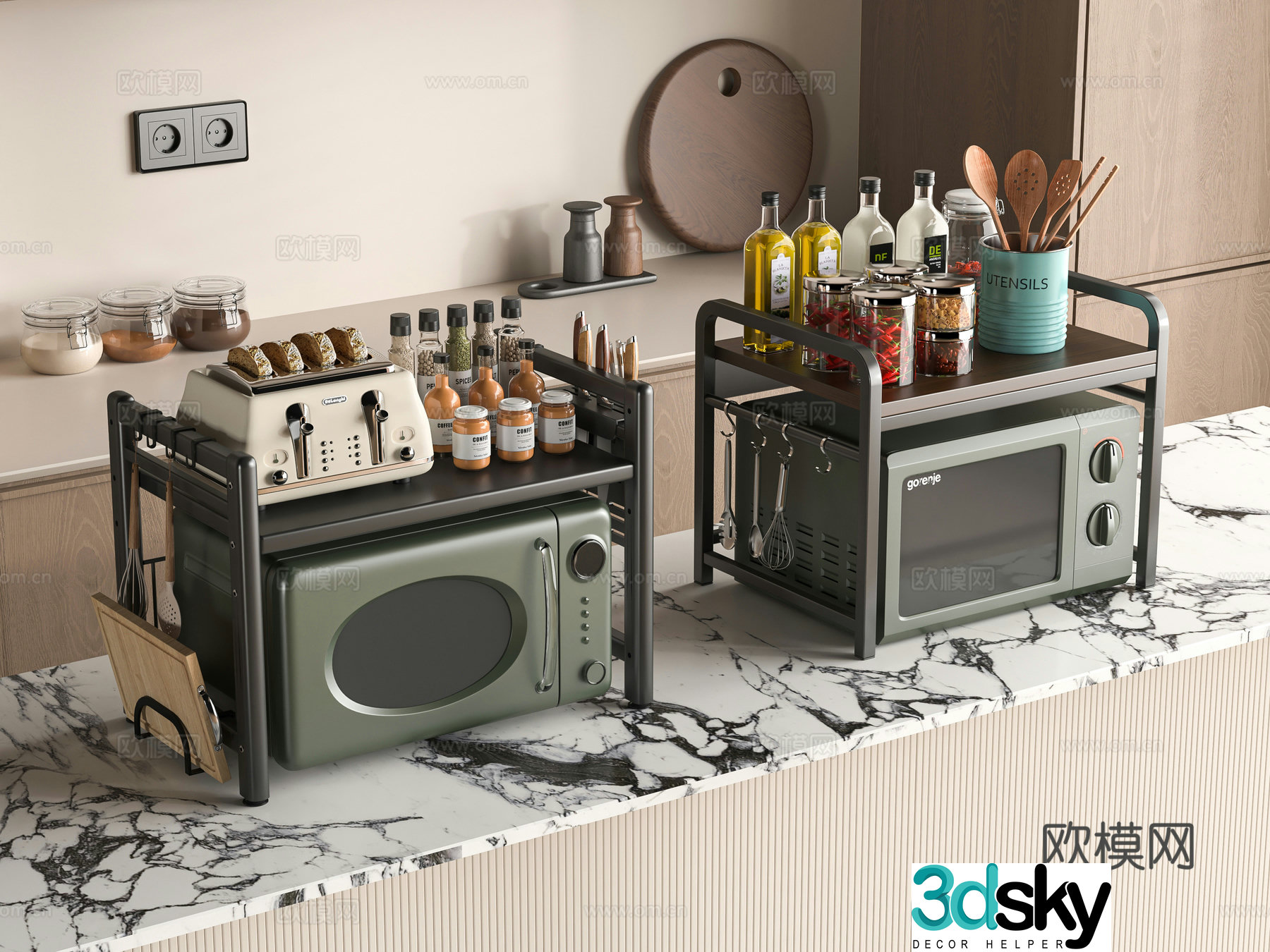 Modern kitchen shelf 3d model