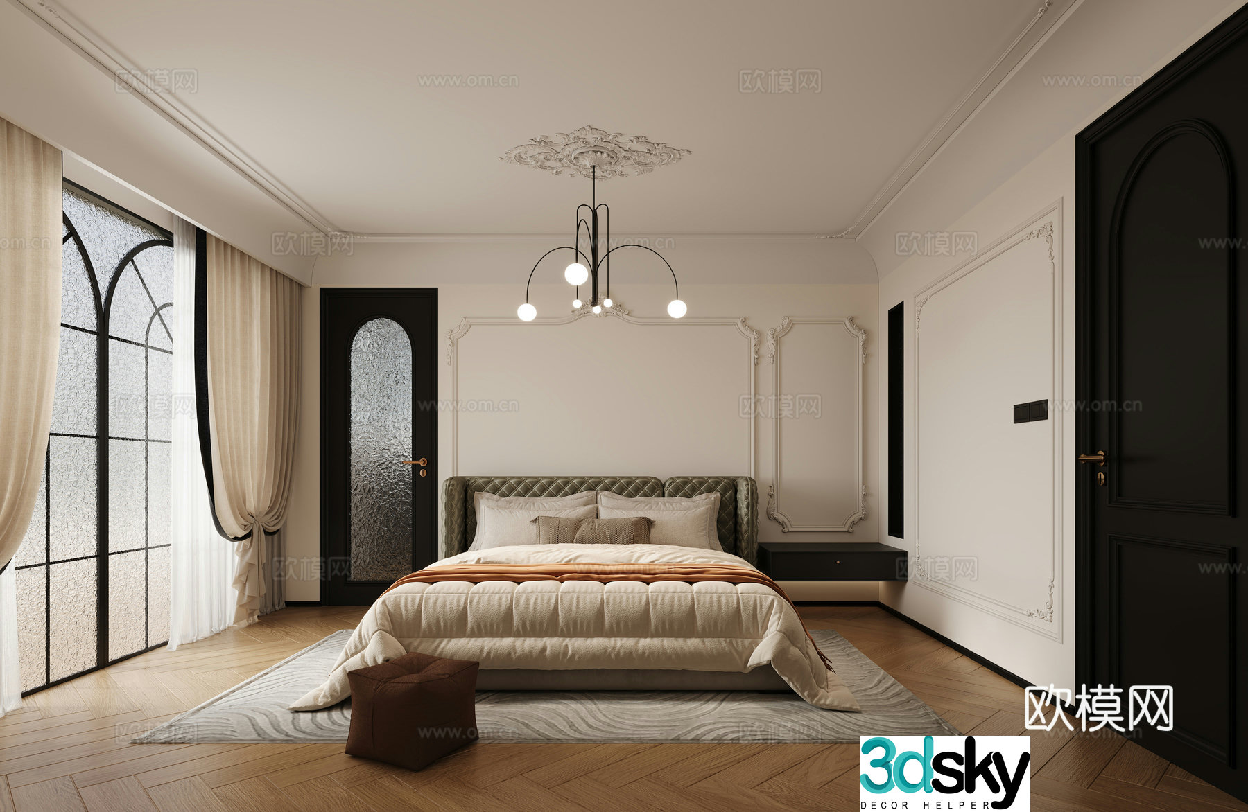 French medieval style master bedroom 3d model