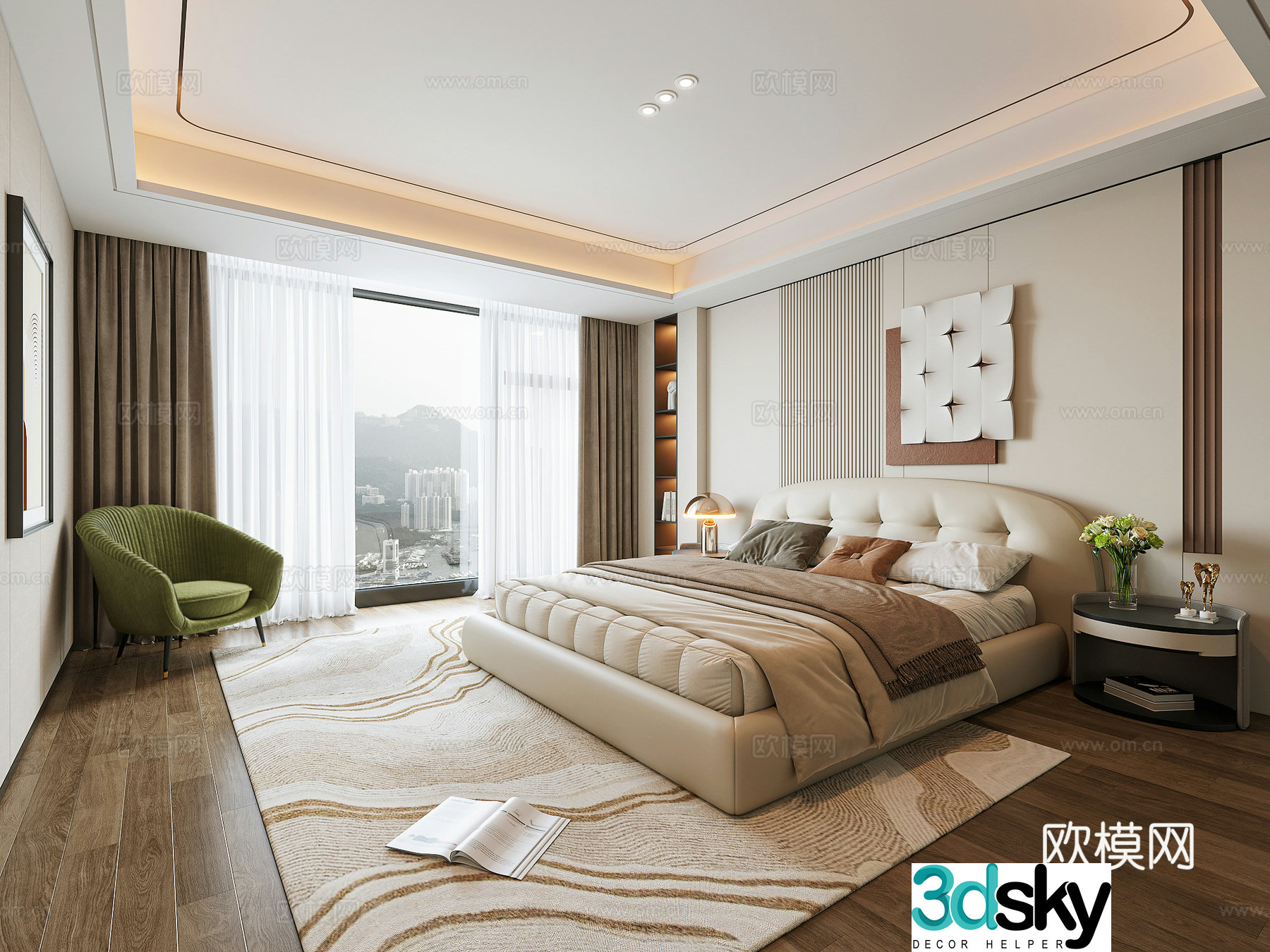 Modern light luxury bedroom 3d model