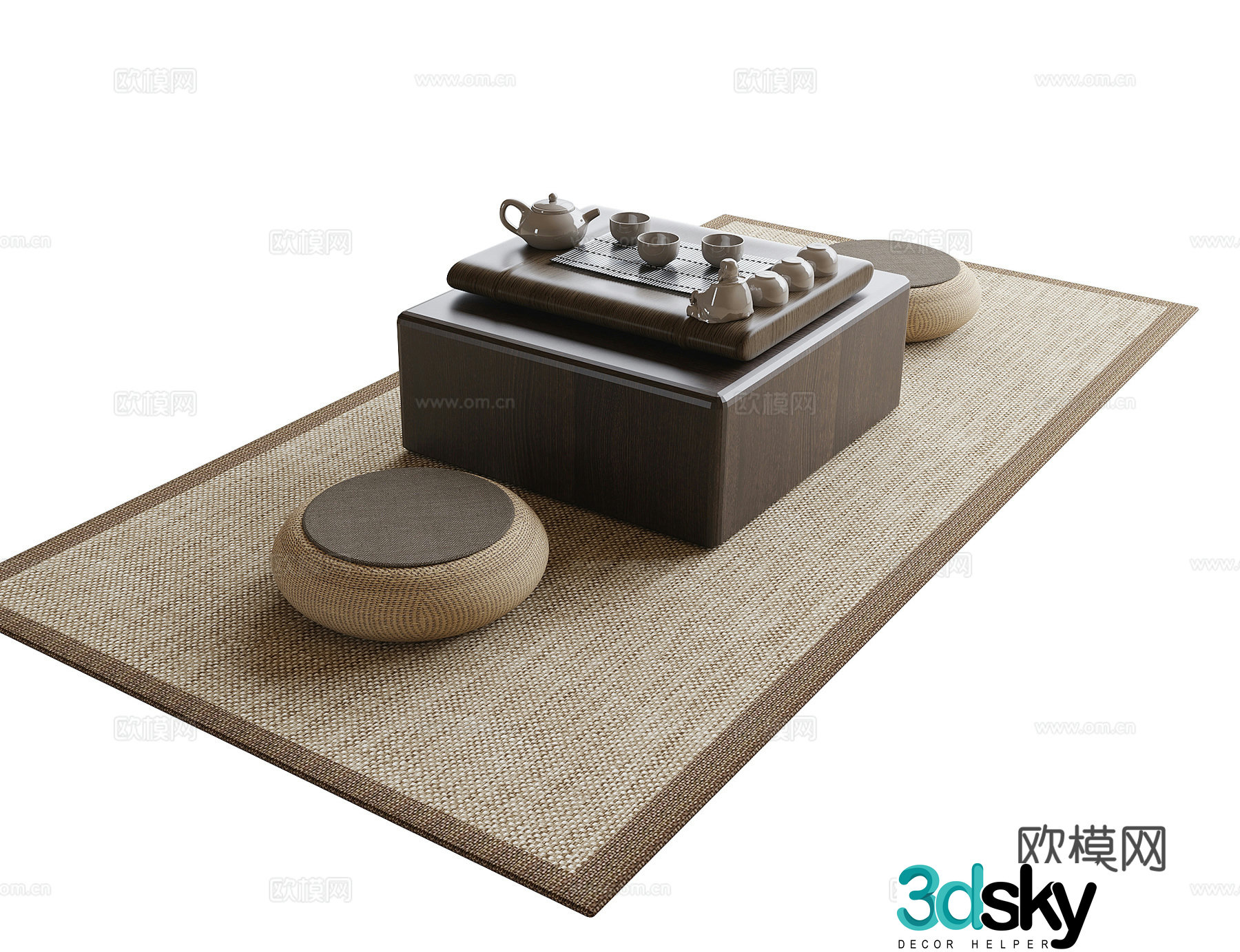 Modern balcony tea table and chairs Small tea table 3d model