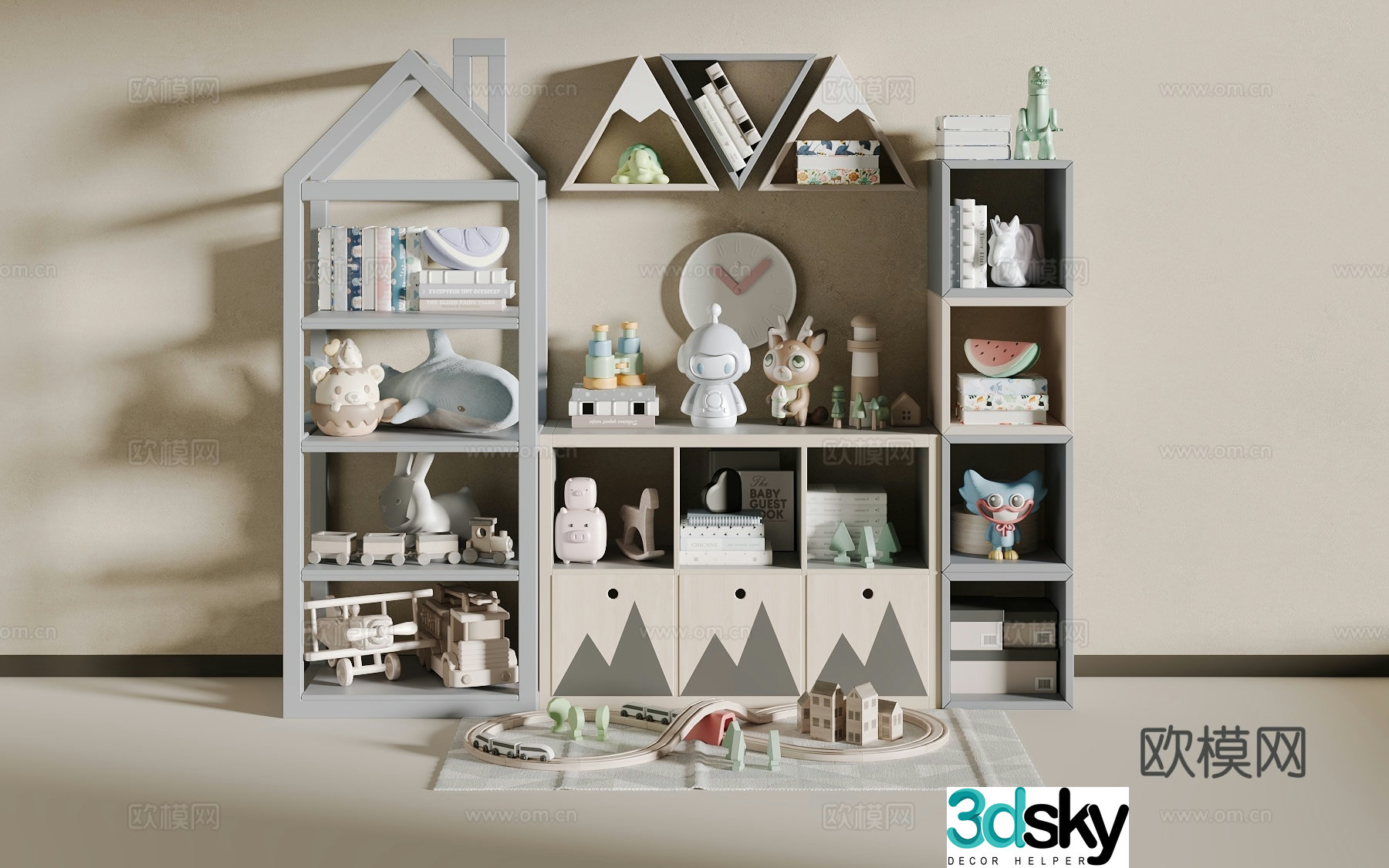 Children’s bookshelf toys 3d model