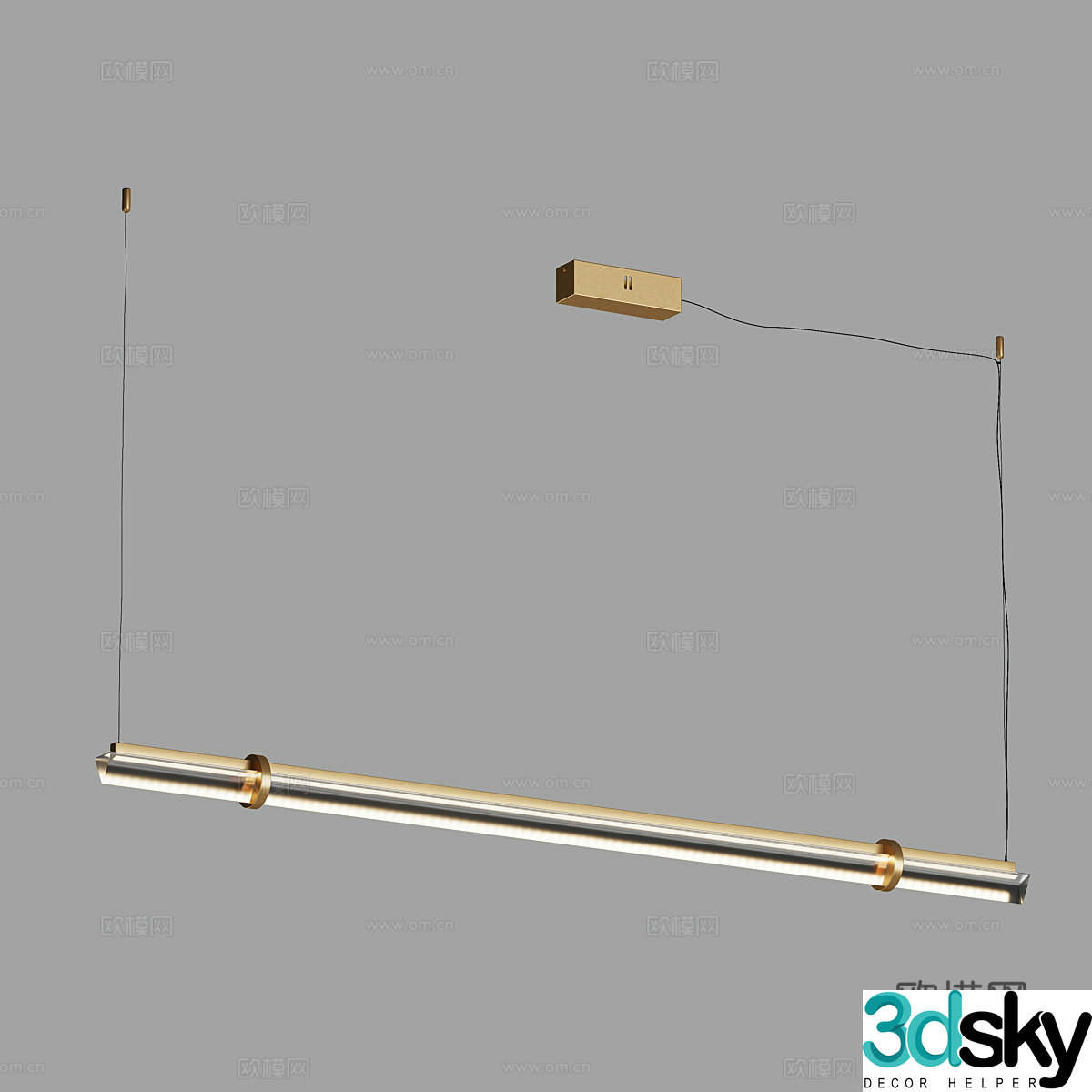 Modern light luxury minimalist strip chandeliers 3D model