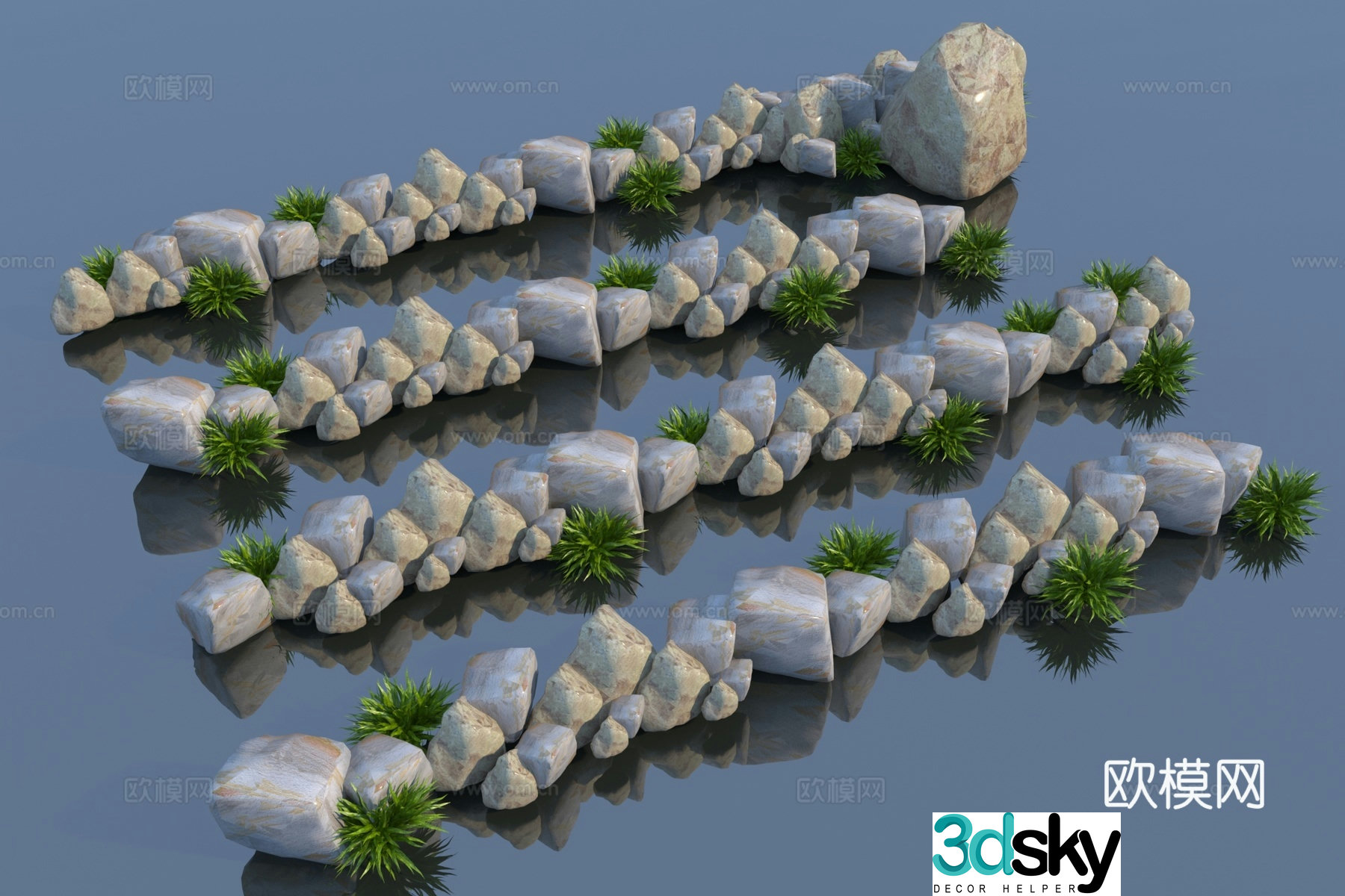 Modern garden stone sketch 3d model