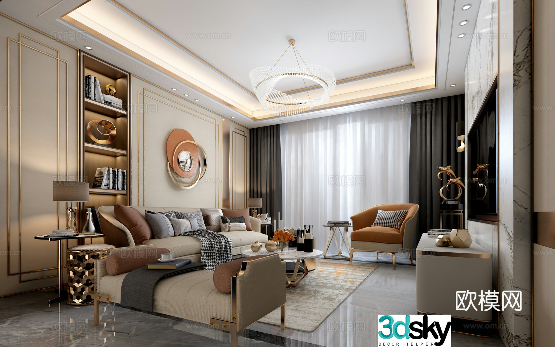 Postmodern living room sofa lamp decoration 3d model