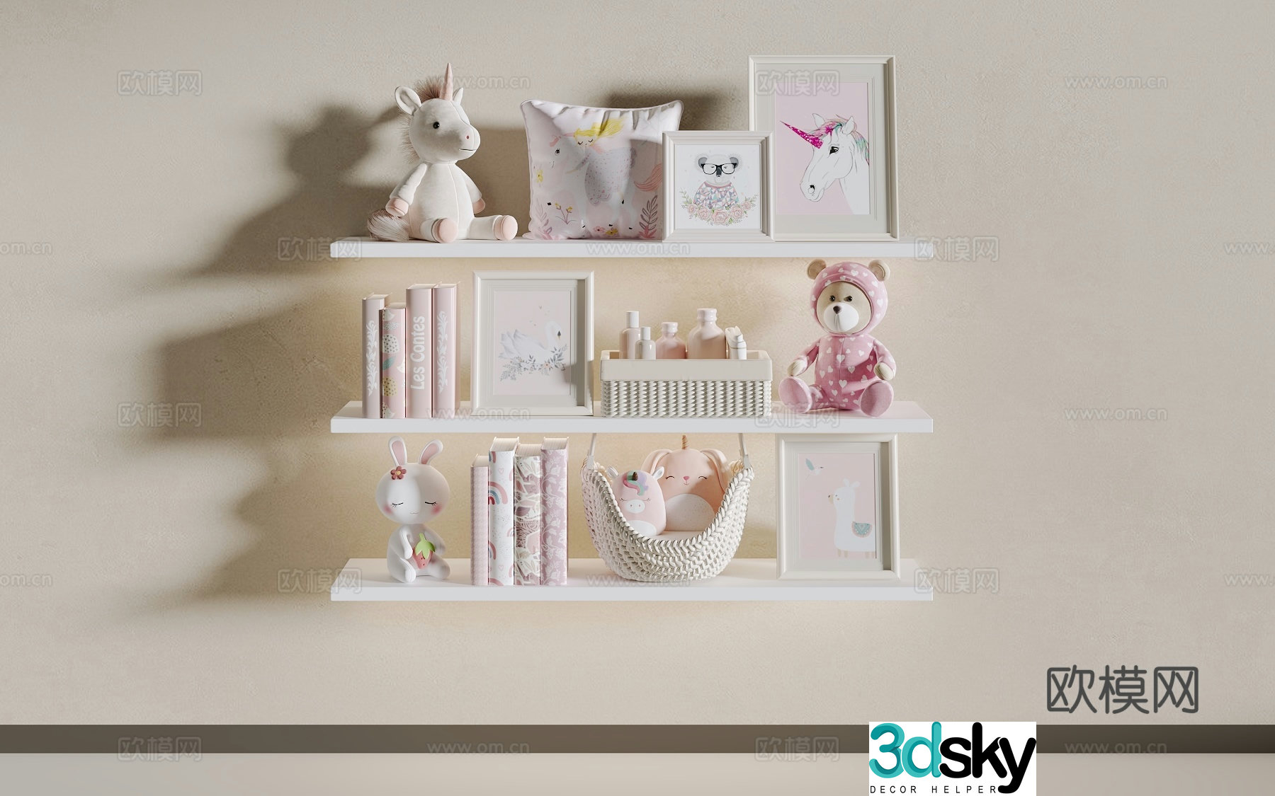 Daughter room toy bookshelf 3d model