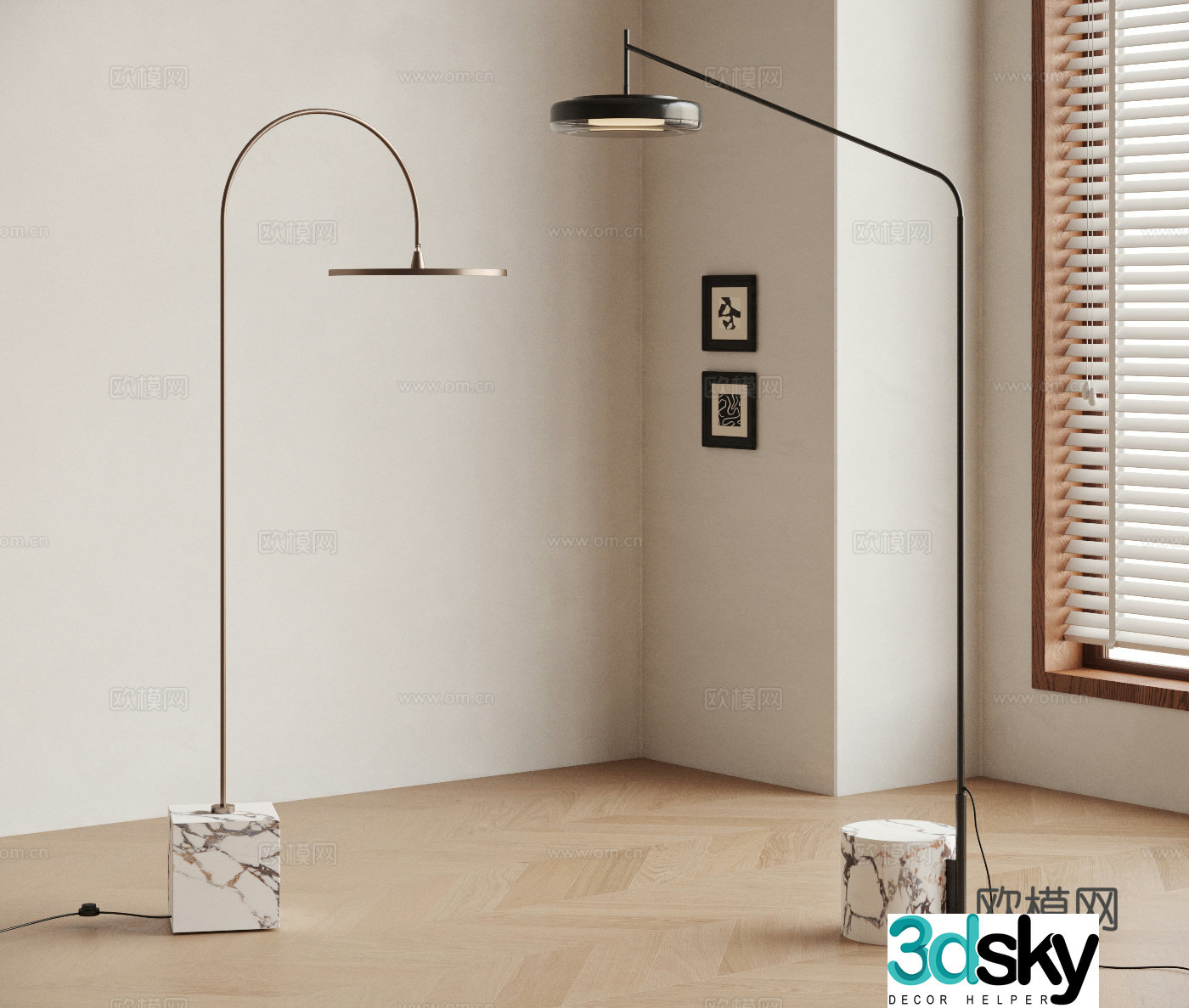 Modern floor lamp Fishing lamp Marble floor lamp Bulgari floor lamp Metal floor lamp 3D model