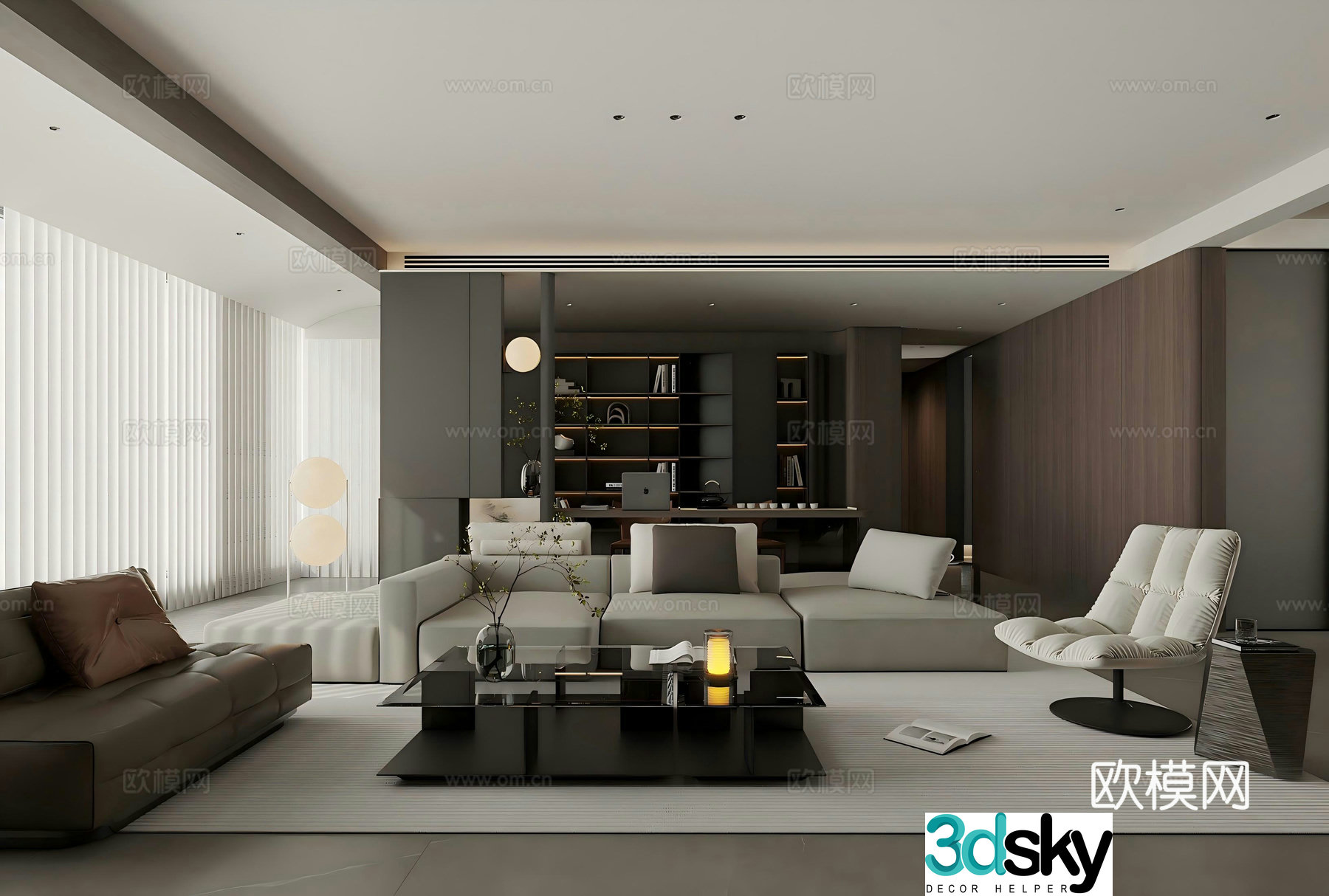 Modern Italian home living room Light luxury Italian living room High-end gray living room Sofa coffee table combination 3D model