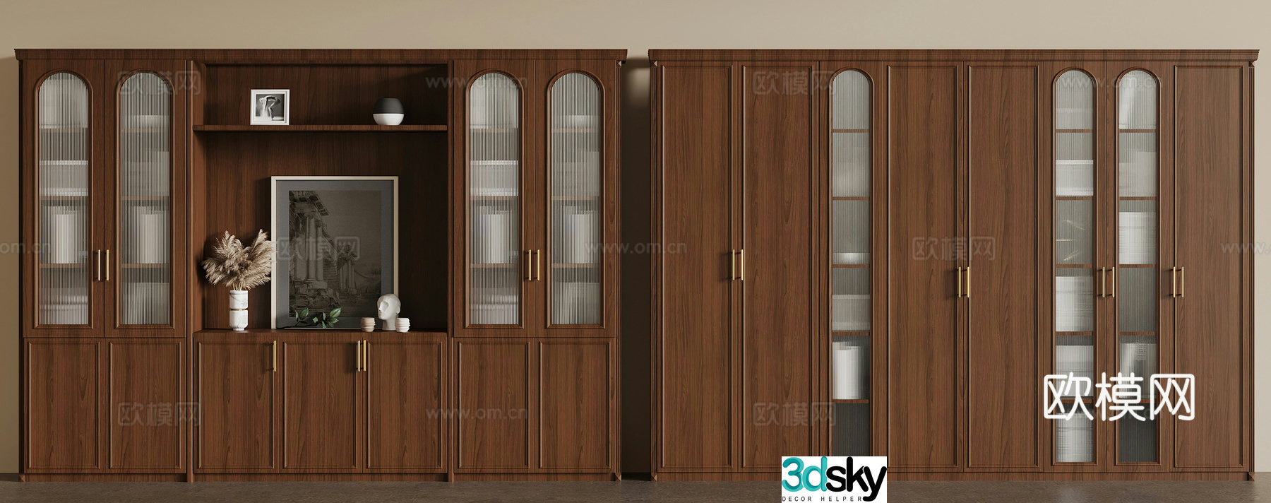 Bookcase American retro bookcase 3d model