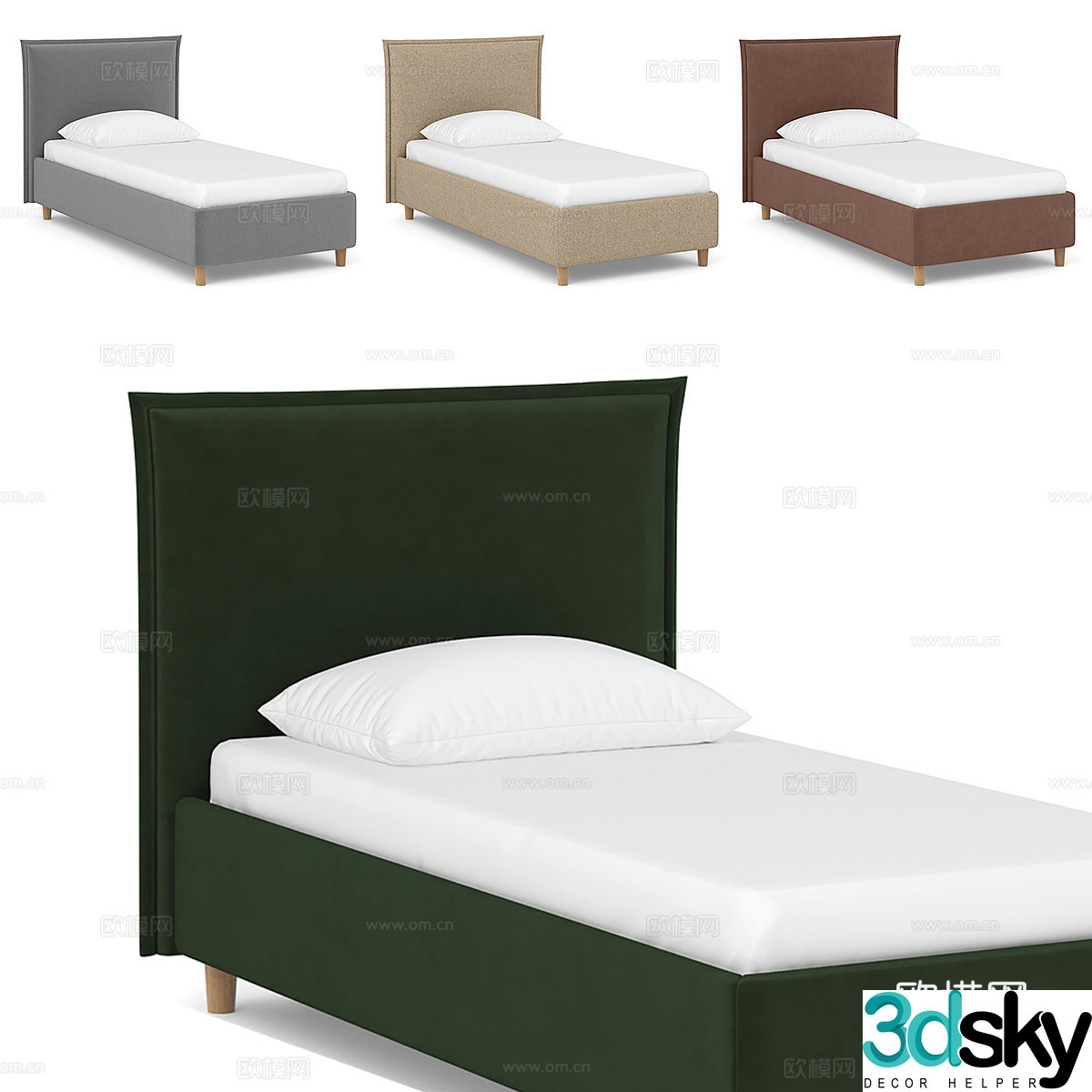 Modern simple single bed Single bed Simple bed Bedroom bed 3D model