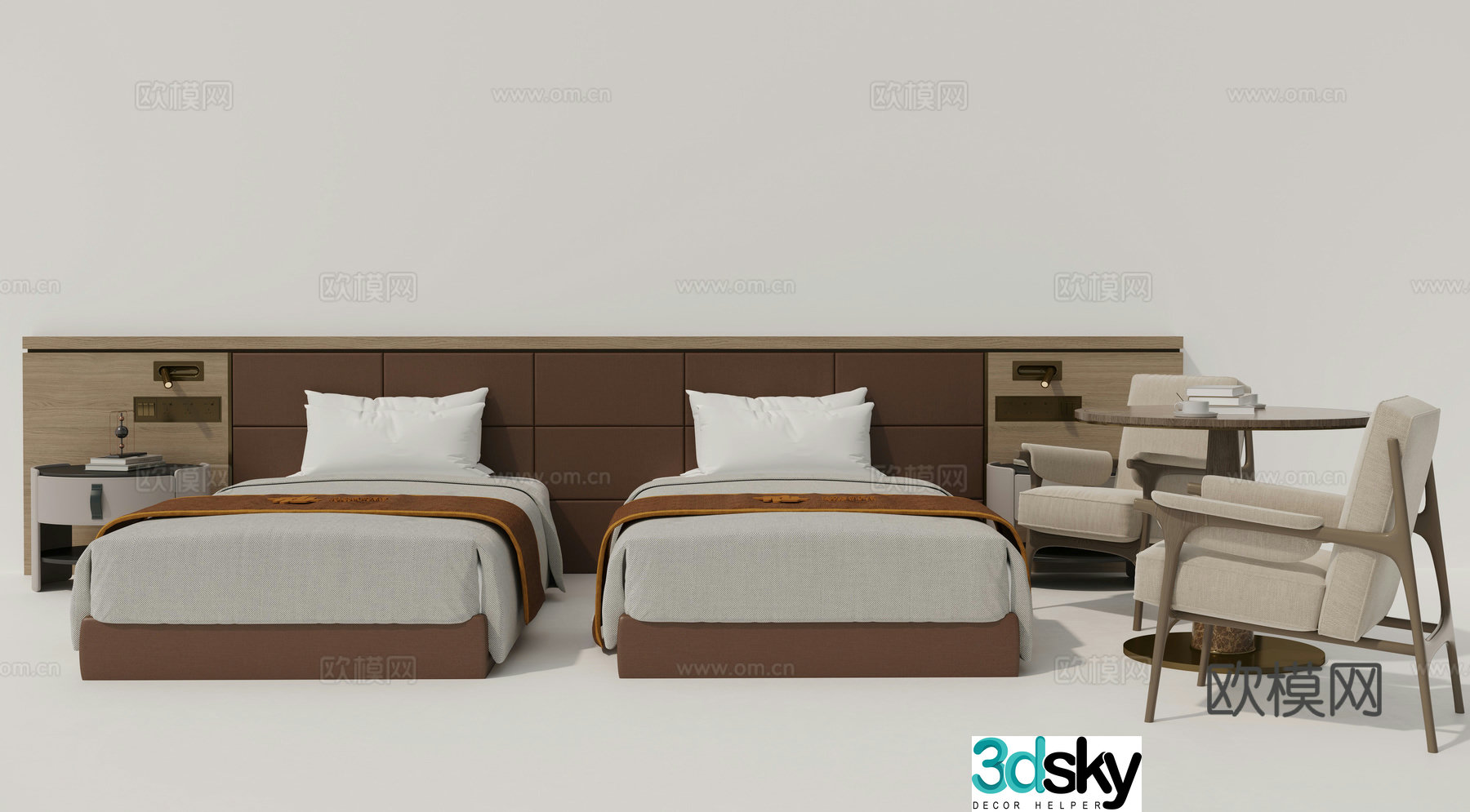 Bed bedside table bedside background 3d model