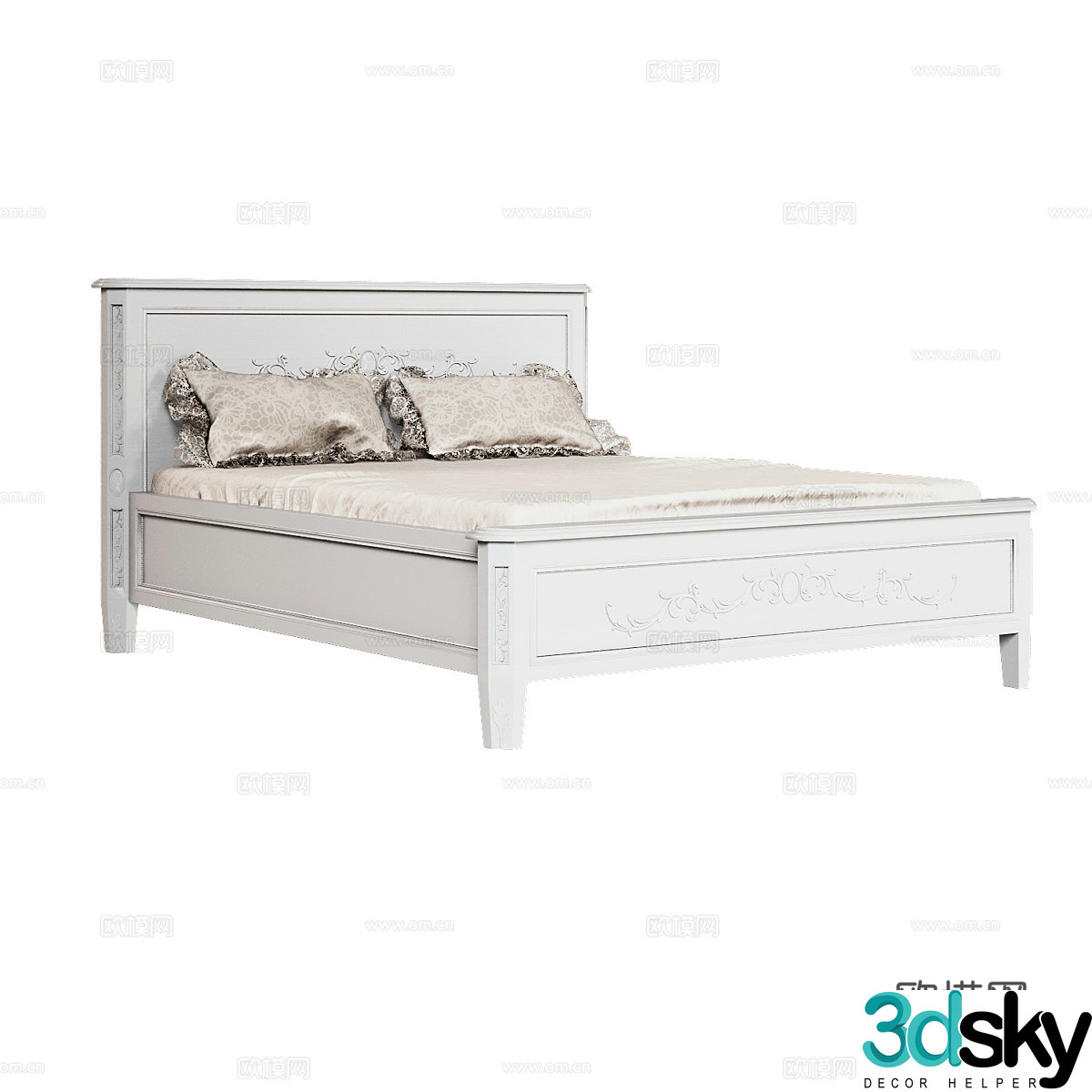 Modern simple double bed Double bed Simple bed Bedroom bed Pillow 3D model