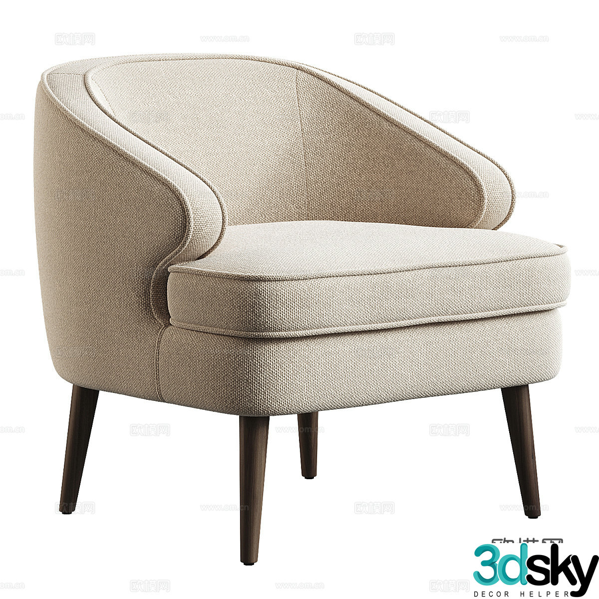 New Chinese style fabric armchair 3D model