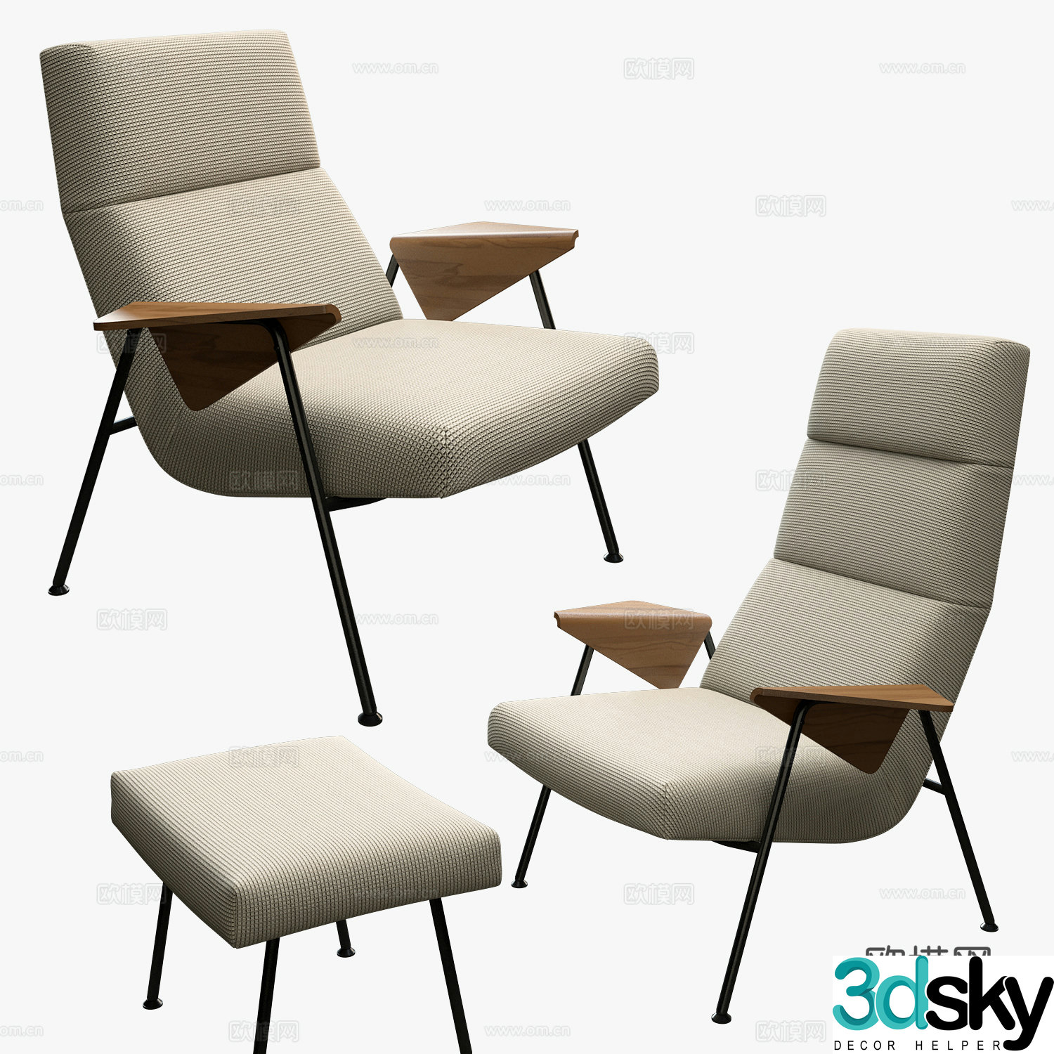 Modern Italian fabric armchair 3d model