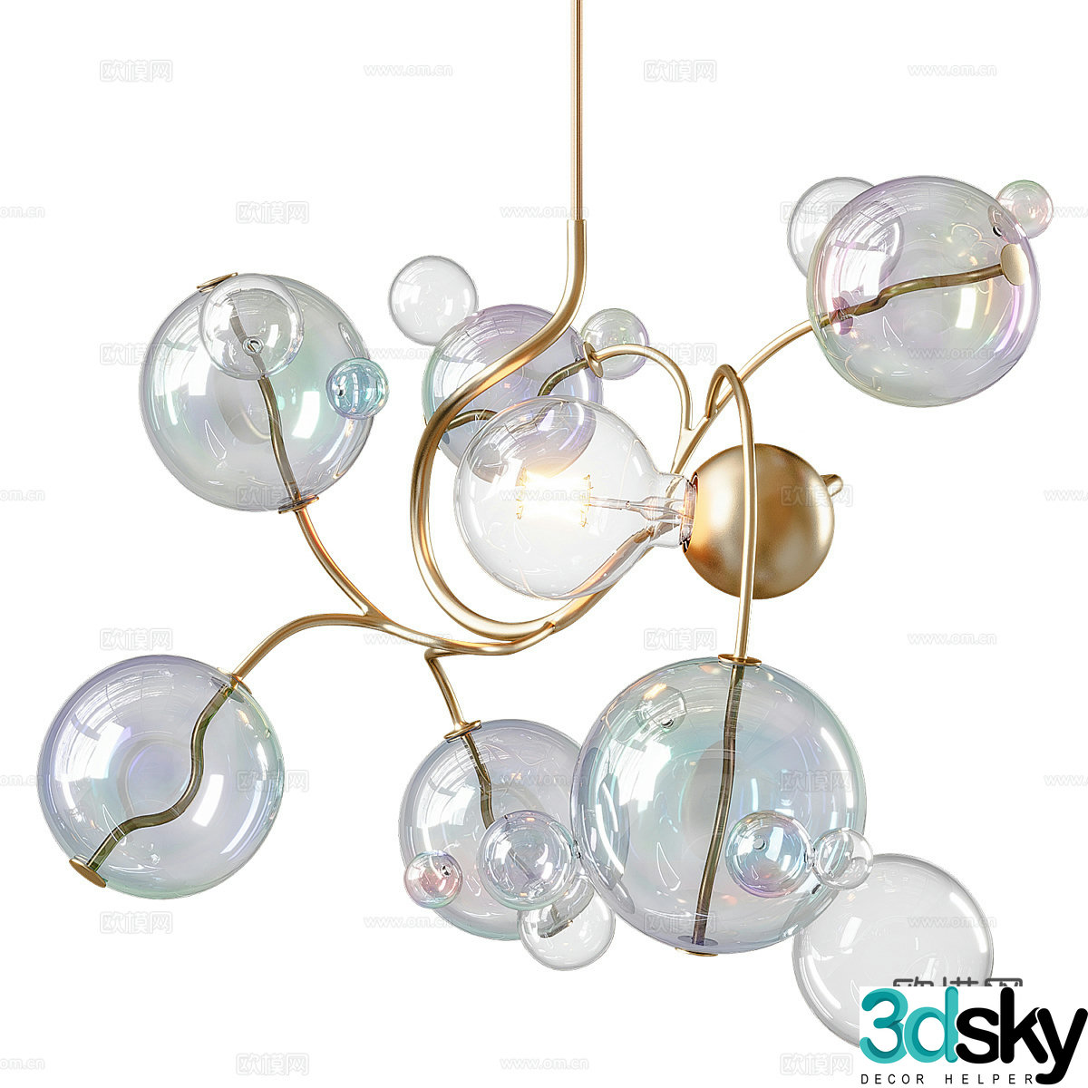Modern light luxury spherical glass decorative chandelier 3d model