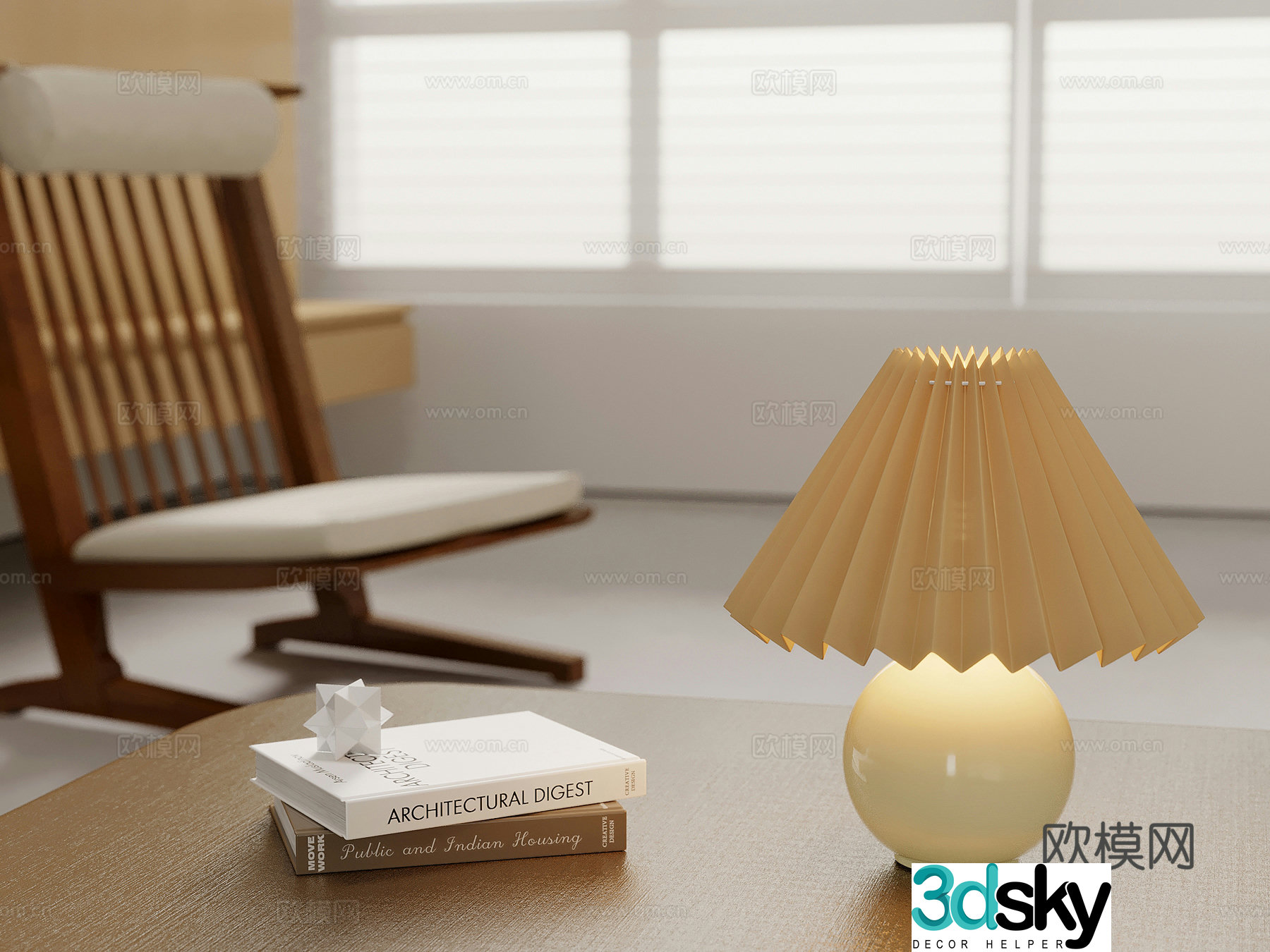 Table lamp Modern cream wind table lamp Book ornament 3d model