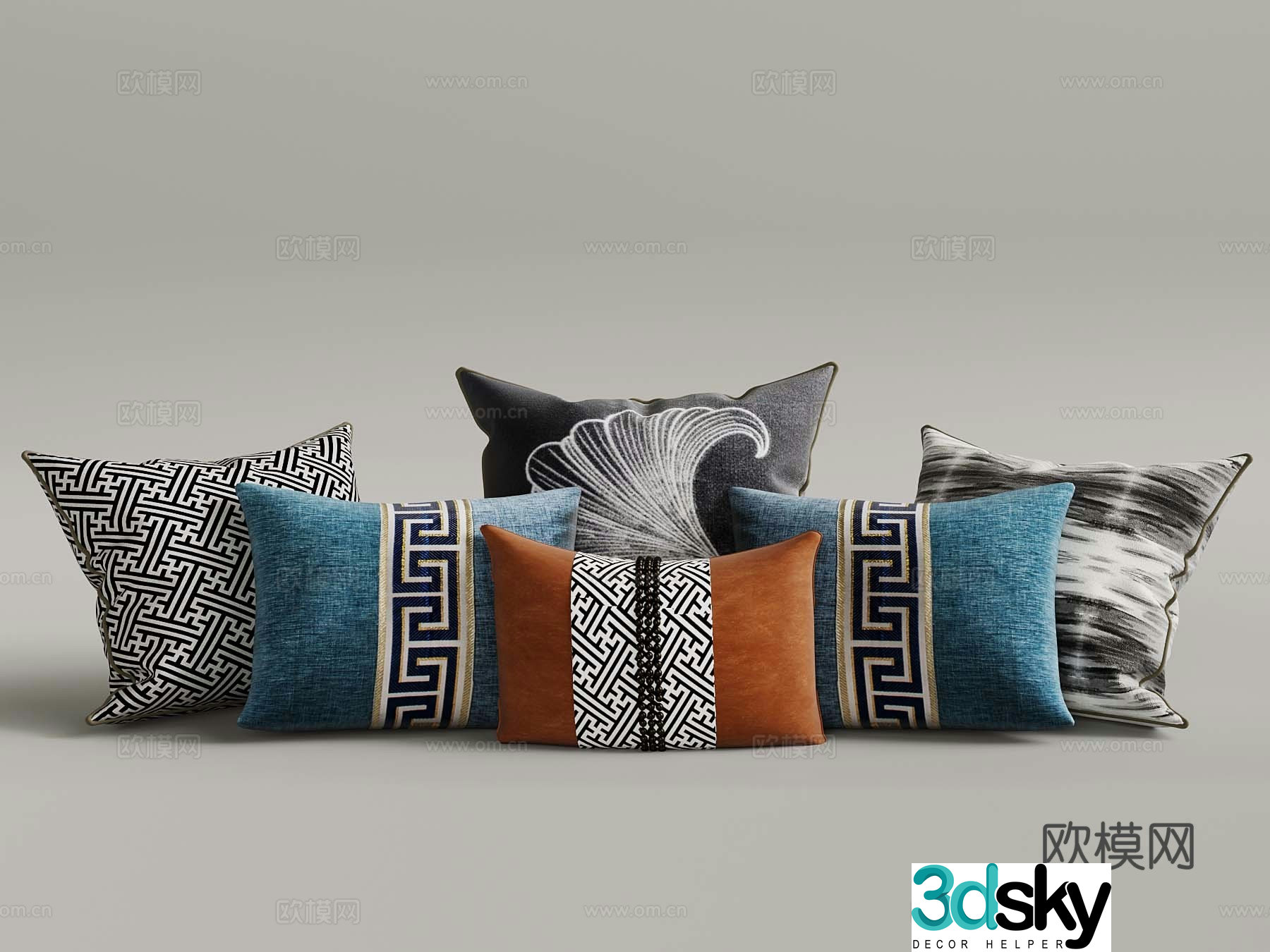 New Chinese style pillow 3D model