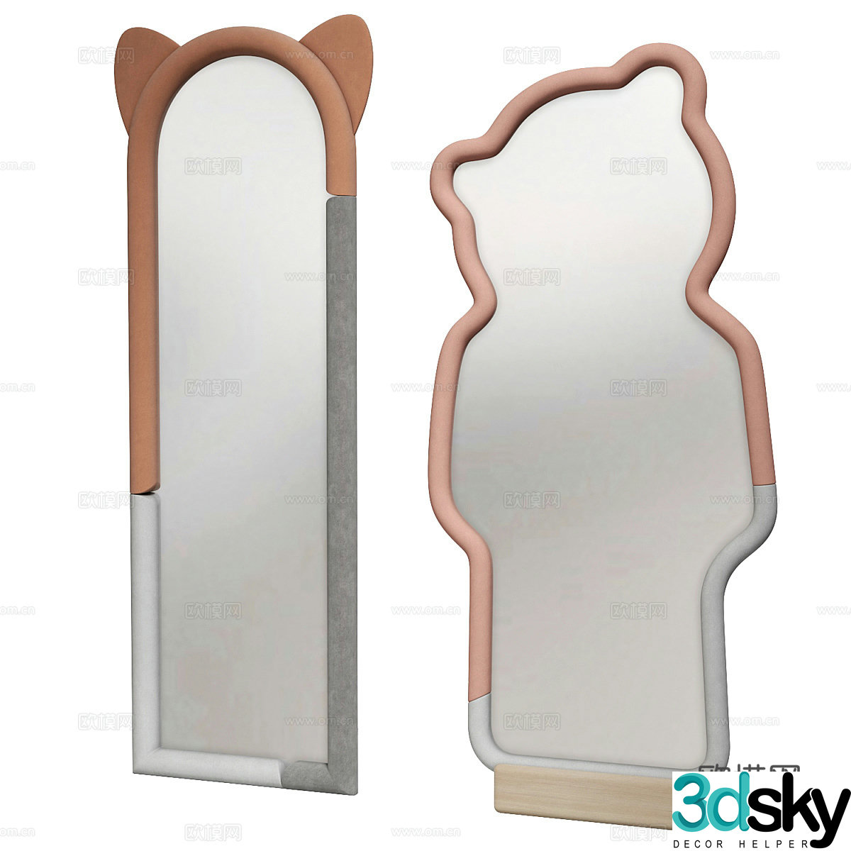 Modern cream style children’s decorative mirror 3d model