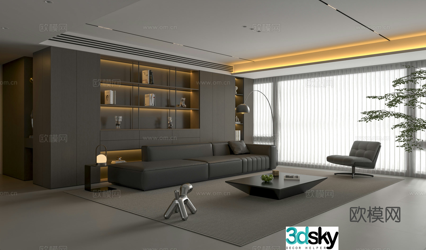 Modern Italian living room Italian light luxury living room Italian sofa coffee table 3D model