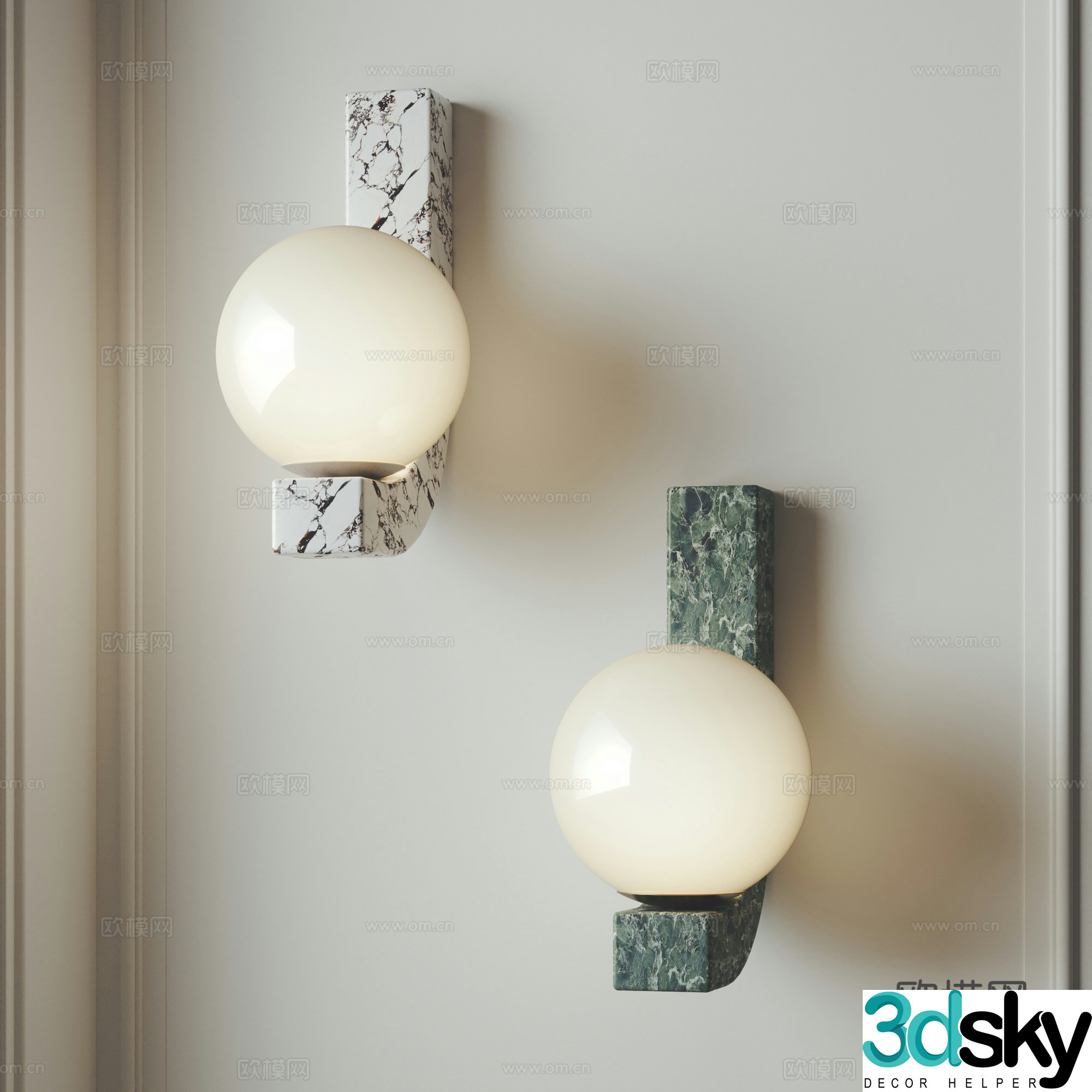 Modern marble wall lamp marble wall lamp cream wind wall lamp medieval wall lamp 3D model