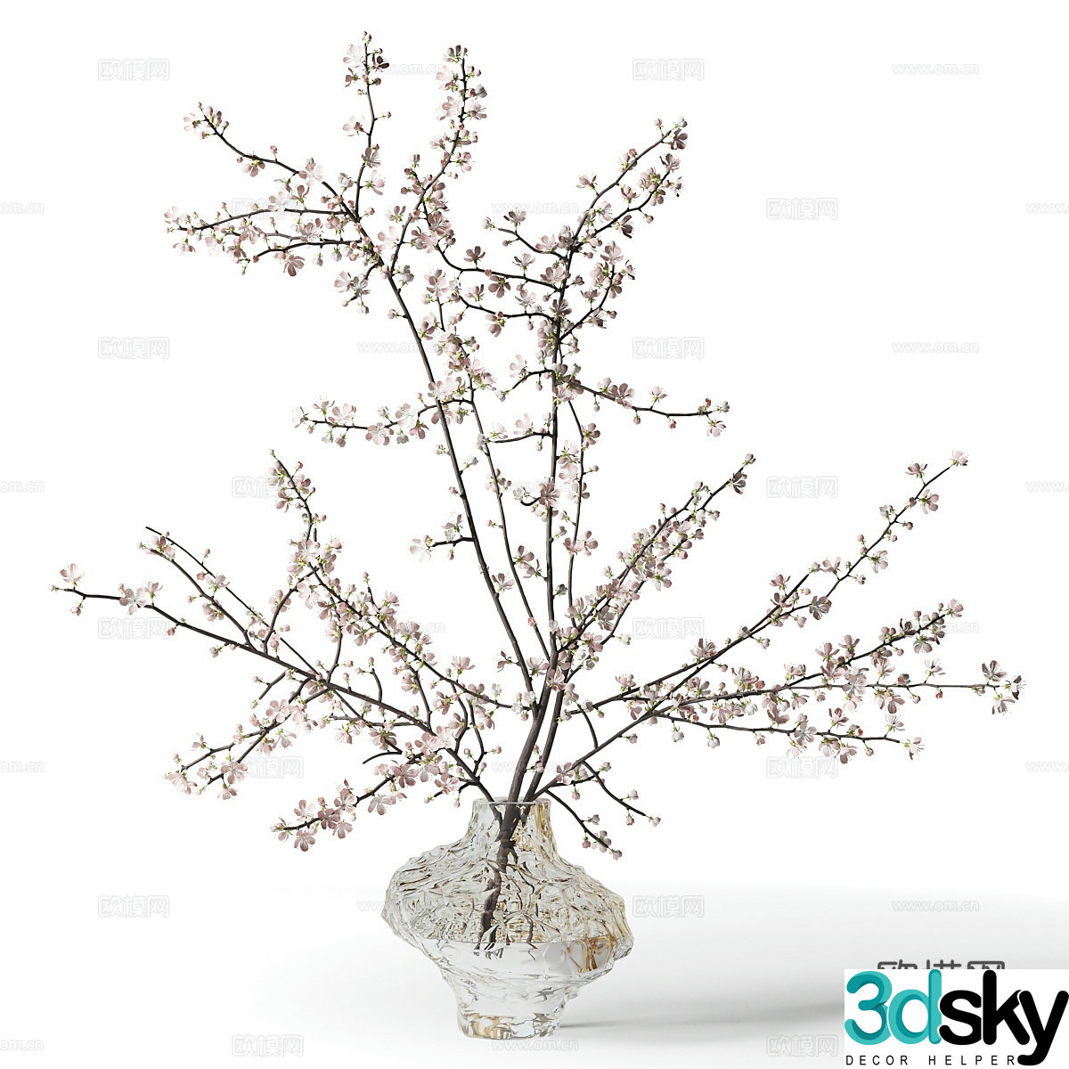 New Chinese vase flower art flower branch 3D model