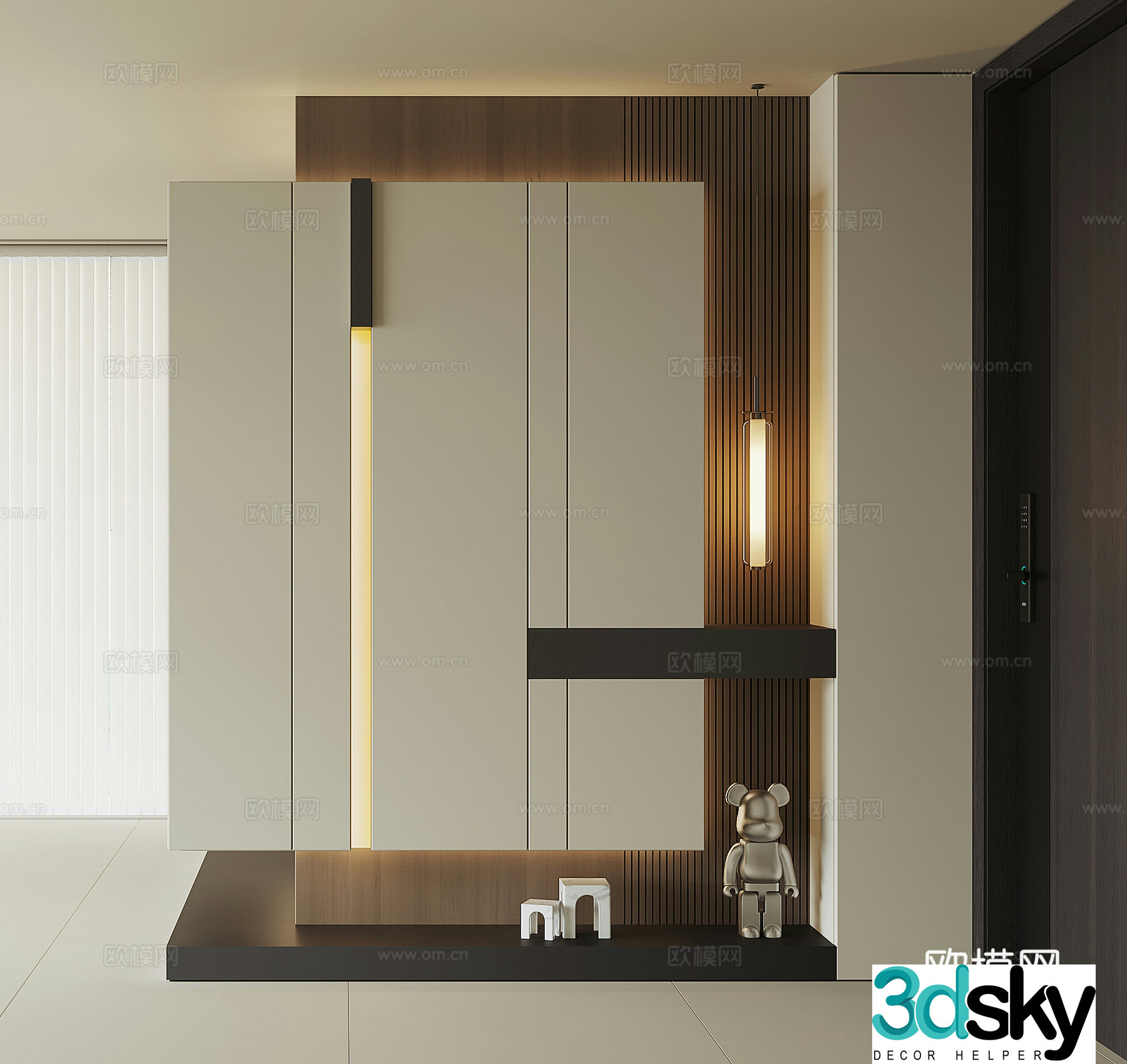 Modern home entrance shoe cabinet 3D model