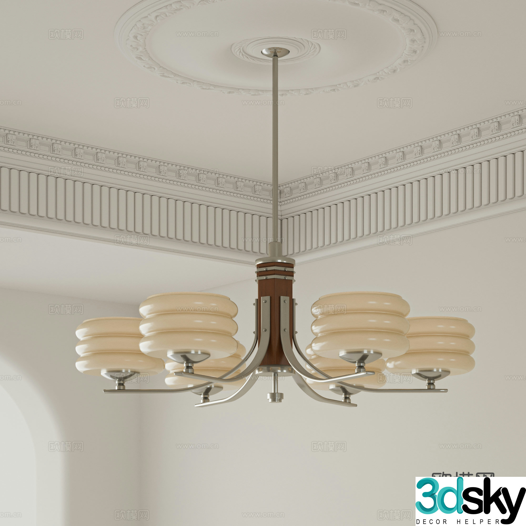 French medieval style chandelier Multi-head chandelier Living room chandelier Restaurant chandelier Bauhaus chandelier 3D model