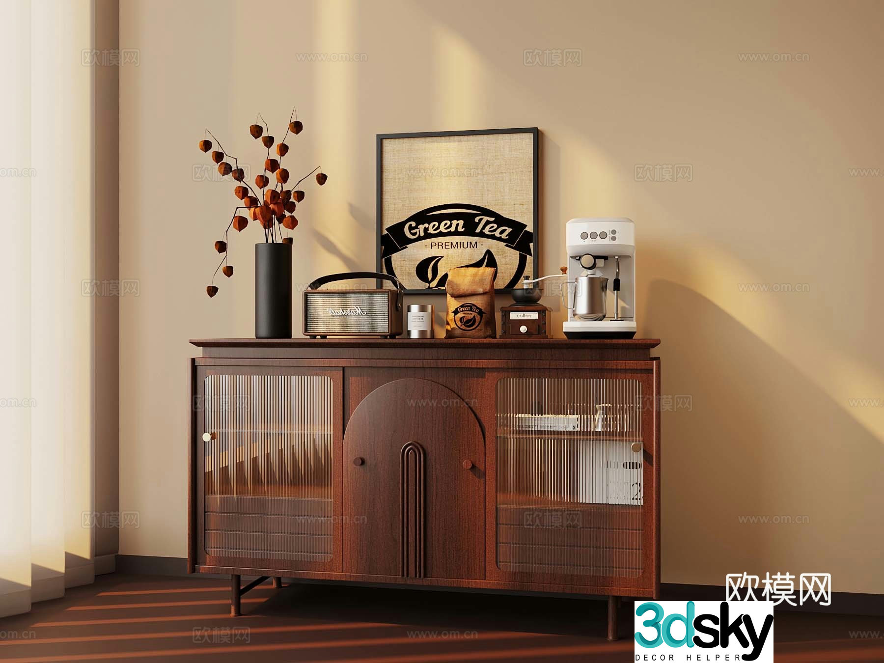 Middle-aged side cabinet 3D model of entrance cabinet