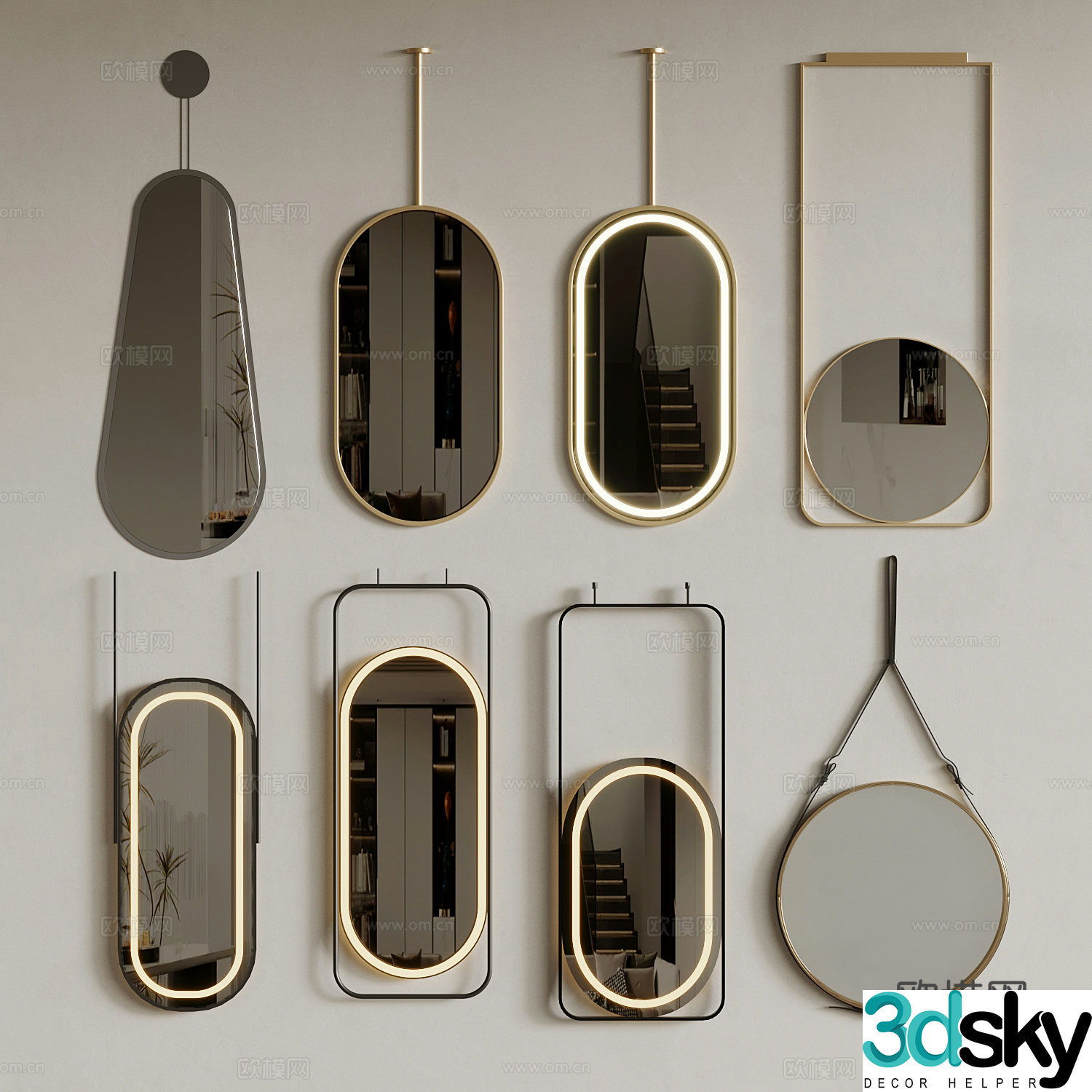 Modern mirror Makeup mirror 3d model